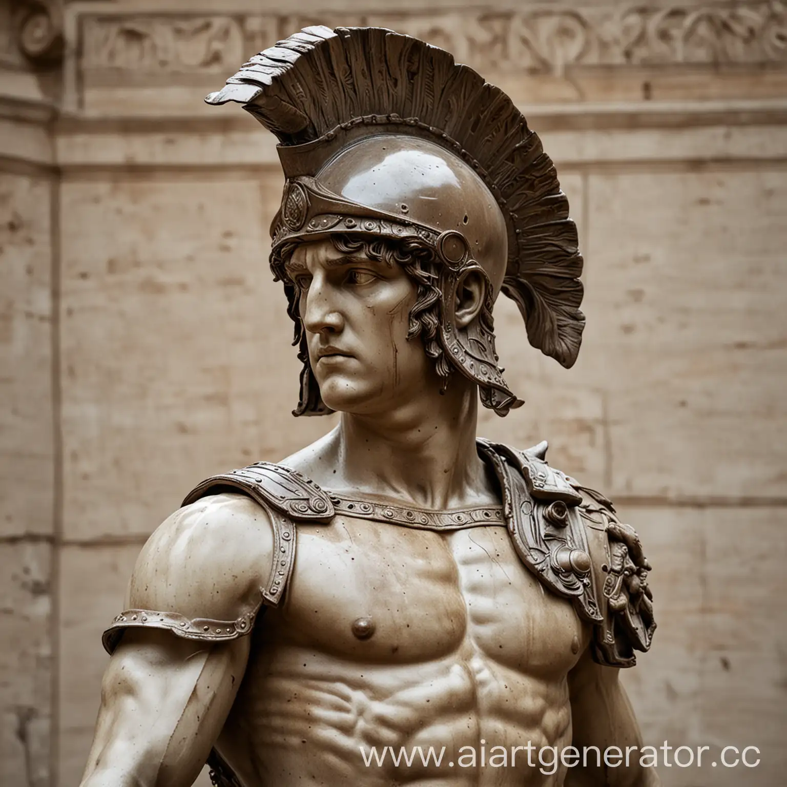 
Statue of Perseus in a Roman helmet