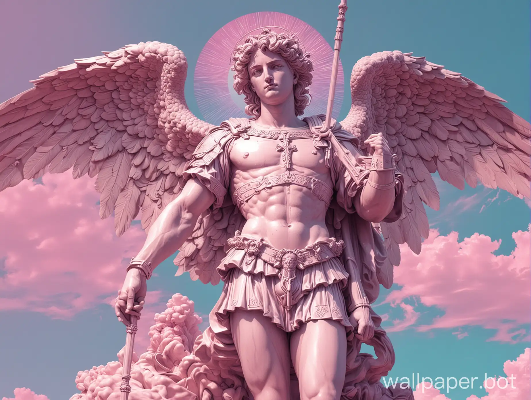 Vaporwave-Saint-Michael-the-Archangel-in-Neon-Colors
