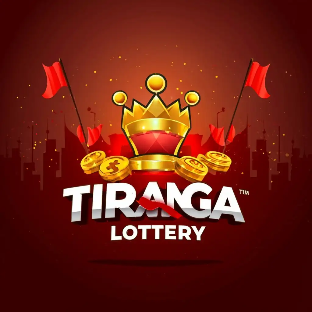 a logo design,with the text "Tiranga Lottery", main symbol:LUXURY, COINS, COLOUR GAME, RED,Moderate,clear background