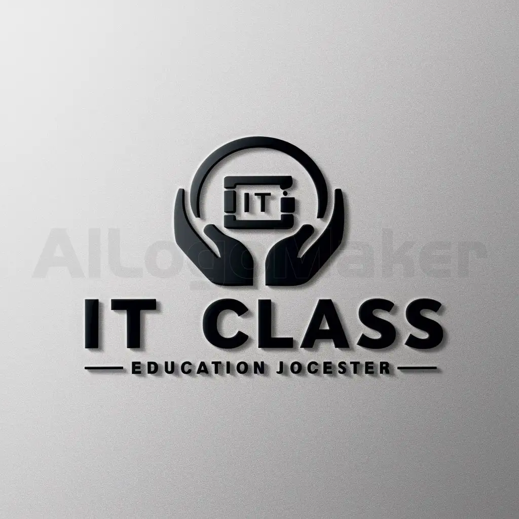 a logo design,with the text "IT class", main symbol:IT class in form of a circle from hands,Moderate,be used in Education industry,clear background