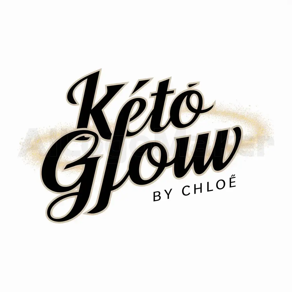 a logo design,with the text "Kéto GLOW by chloe", main symbol:Scintillation around the lettering of the name logo,Moderate,be used in Sports Fitness industry,clear background