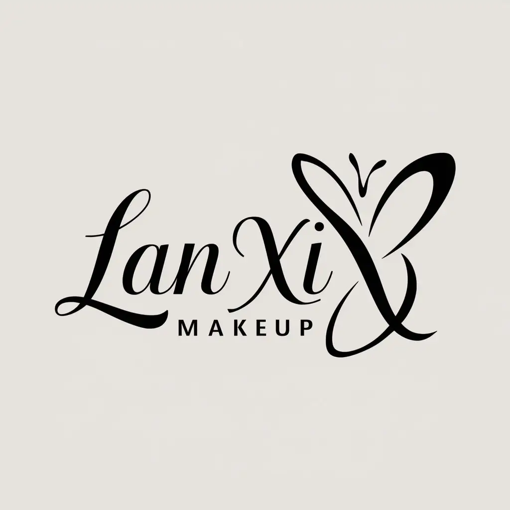 a logo design,with the text "Lan Xi", main symbol:lanxin, butterfly,Moderate,be used in makeup industry,clear background