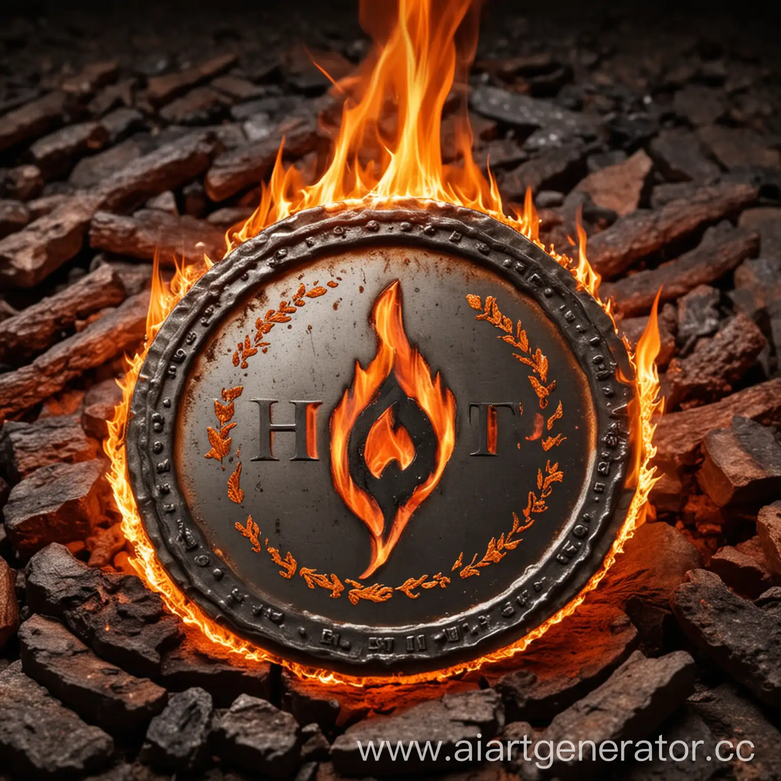 HOT coin с логотипом HOT окружённая огнём 
