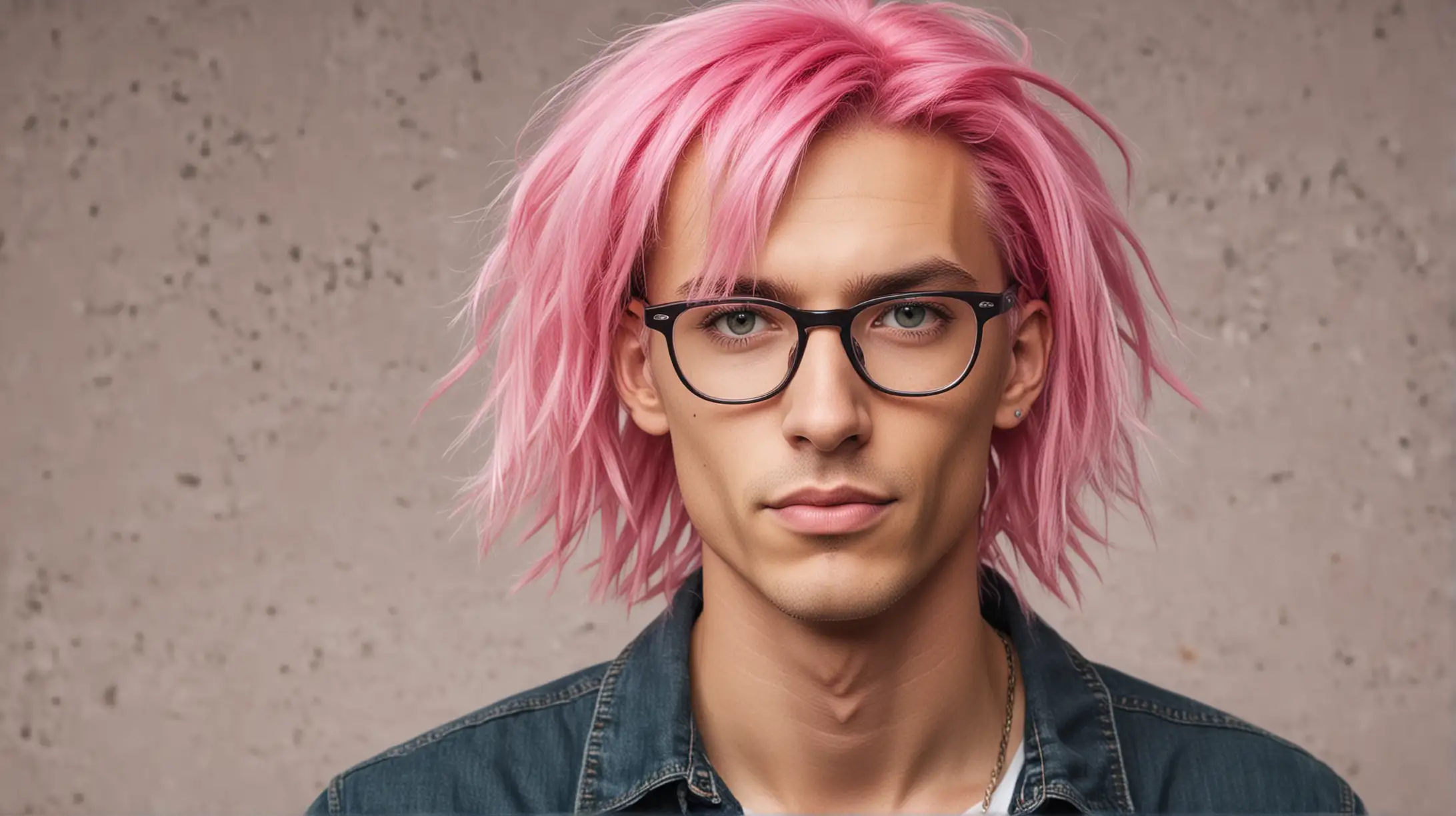 skinny activist with glasses and pink hair male 