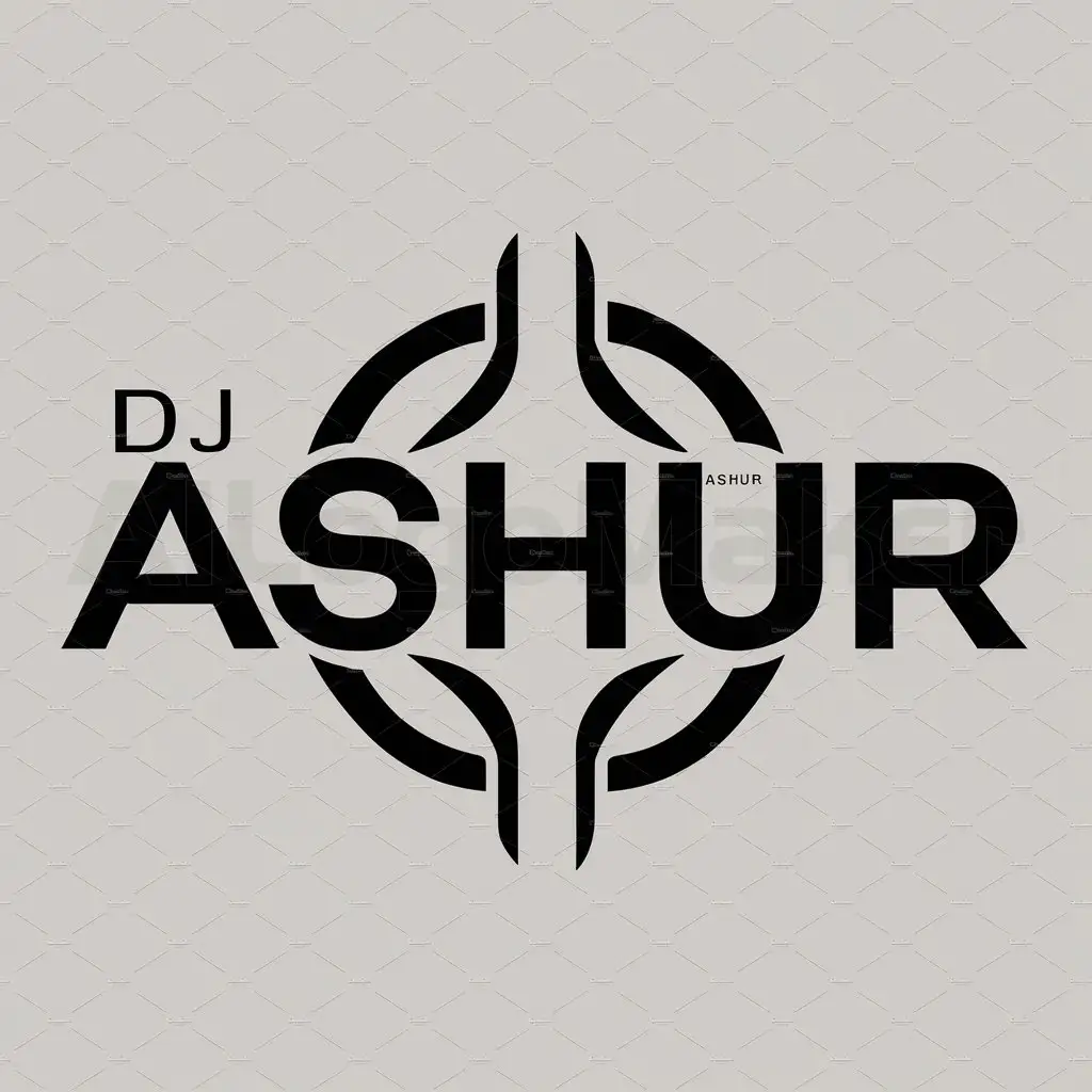 a logo design,with the text "Dj Ashur", main symbol:ASHUR,complex,be used in music industry,clear background