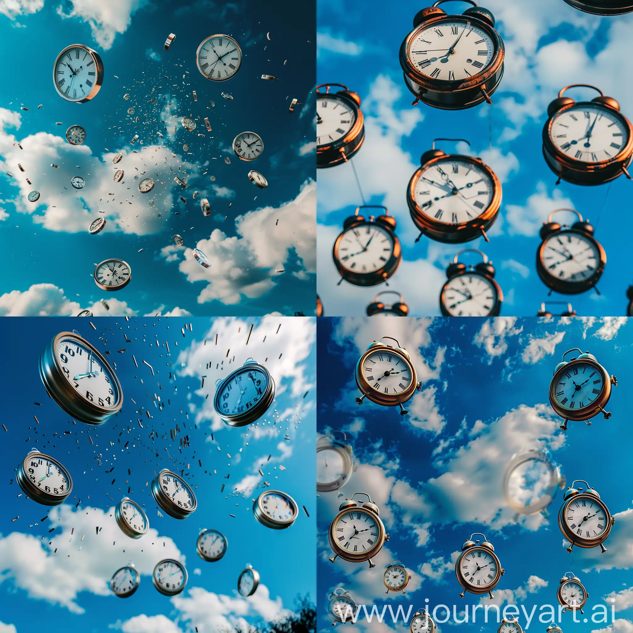 Realistic-Clocks-in-Sky-Background-Time-Ticking-4K-Photorealism