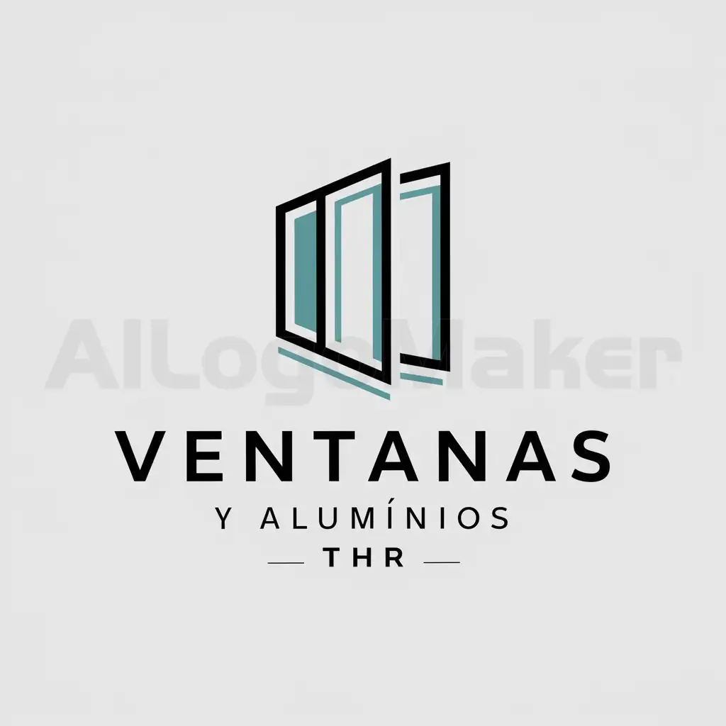 a logo design,with the text "ventanas y aluminios THR", main symbol:vidrios o ventanas,Moderate,be used in Construction industry,clear background