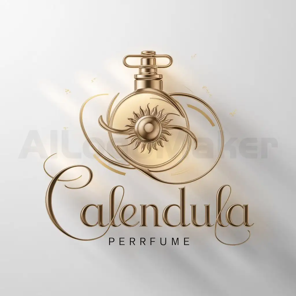 a logo design,with the text "Calendula", main symbol:Perfume luxury,complex,be used in perfume industry,clear background
