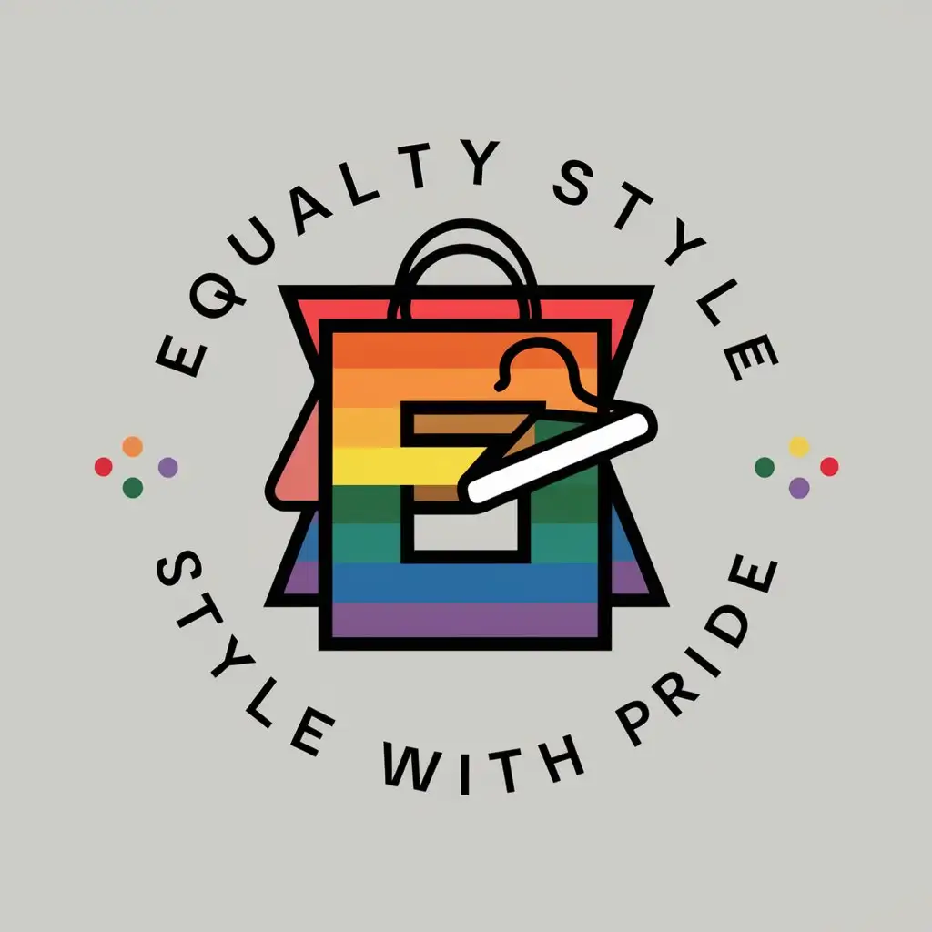 a logo design,with the text "Equality Style'Style with Pride", main symbol:colorful logo.The logo should incorporate symbolic icons ecommerce busoness theme. preferred color rainbow,Moderate,clear background