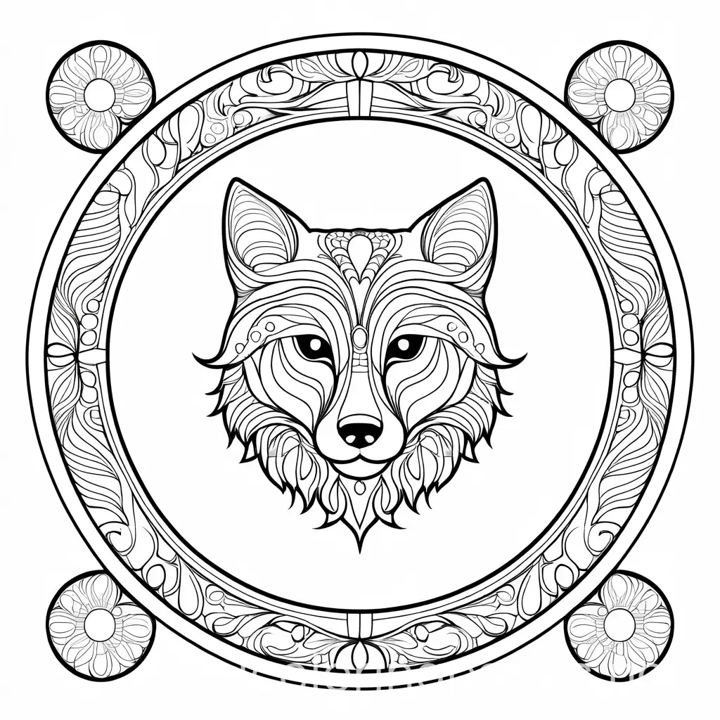 animal mandala coloring book, Coloring Page, black and white, line art, white background, Simplicity, Ample White Space. The background of the coloring page is plain white to make it easy for young children to color within the lines. The outlines of all the subjects are easy to distinguish, making it simple for kids to color without too much difficulty