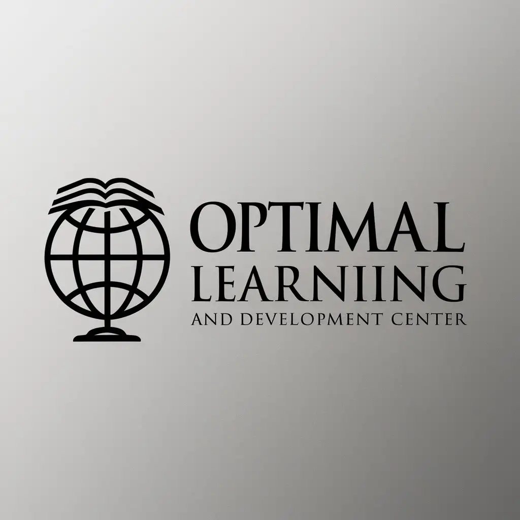 a logo design,with the text "Optimal Learning and Development Center", main symbol:Globe with interconnected lines and a book,Moderate,be used in Legal industry,clear background