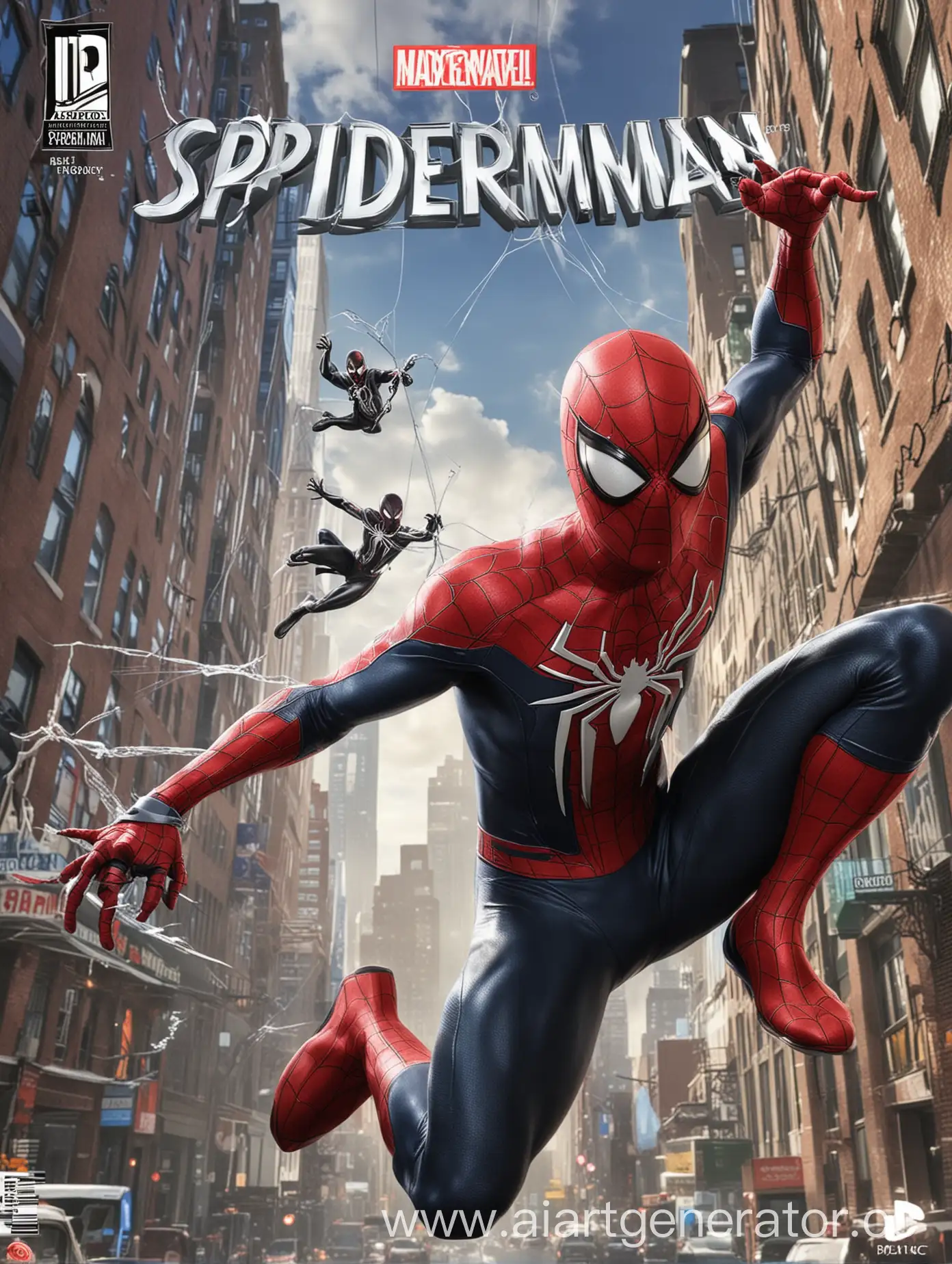 Generate a cover for the playstation 5 spider-Man 3 disc. The cover should be Spider-Man, and Spider-Girl, gwen stacy