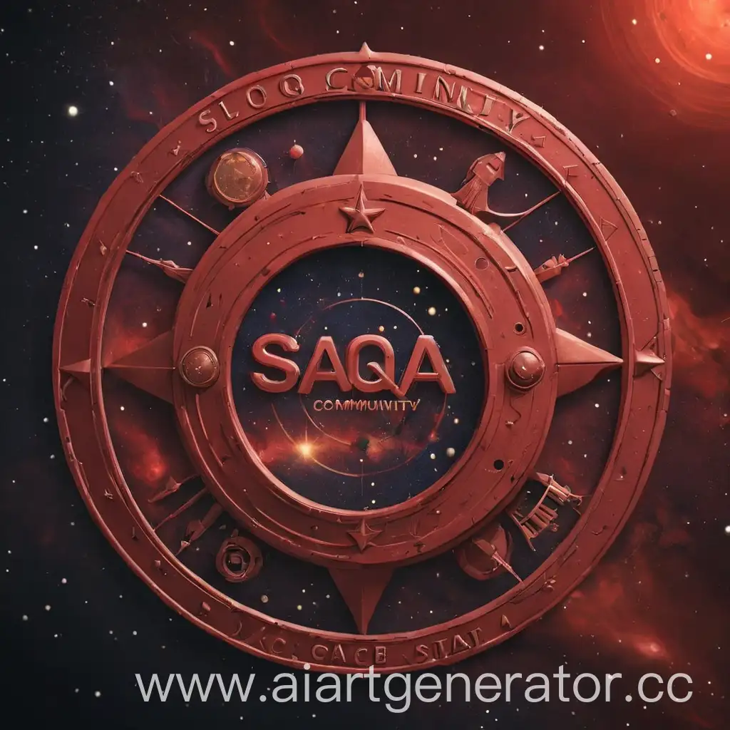 Saqa Community logo. Red uzay thema