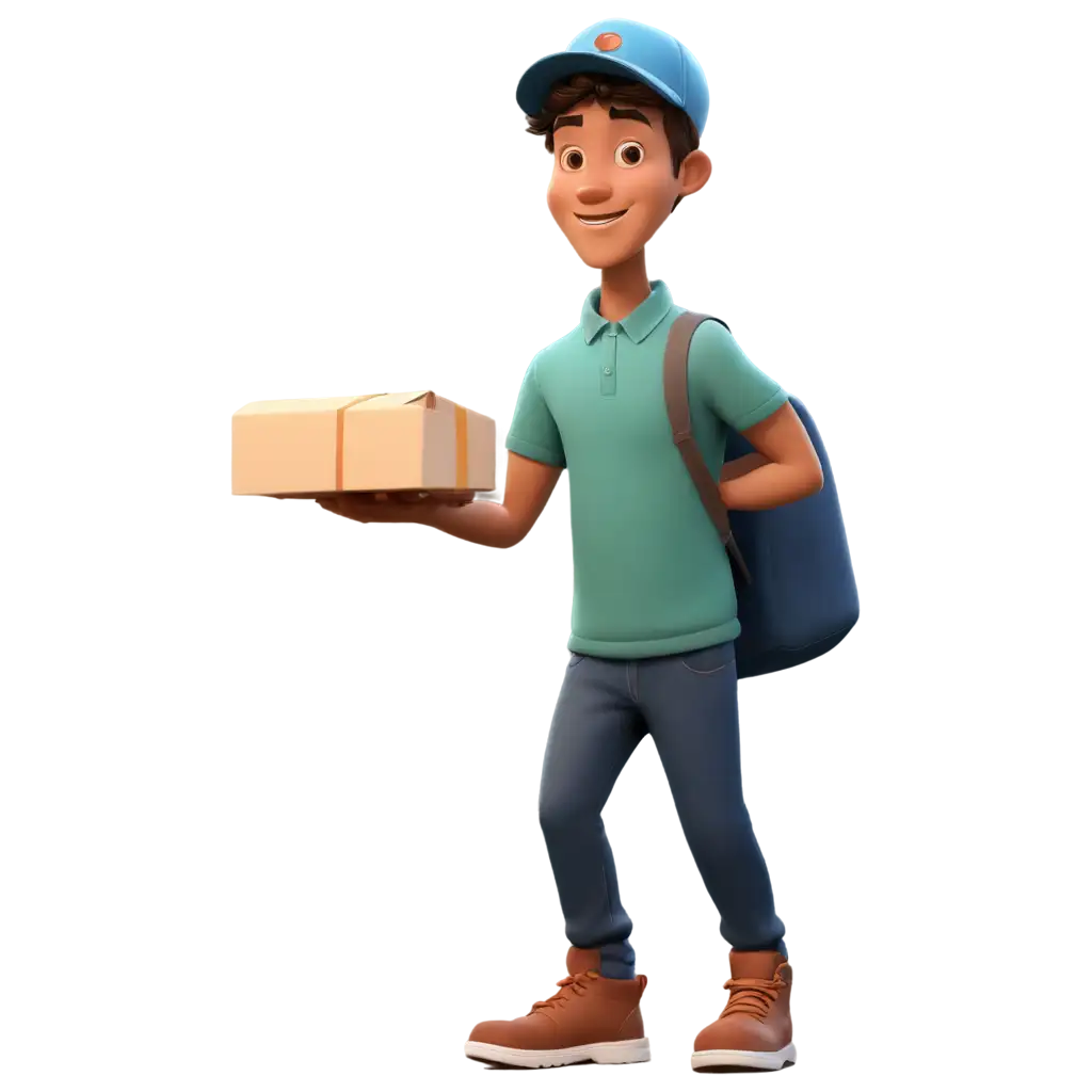 delivery cartoon boy 
