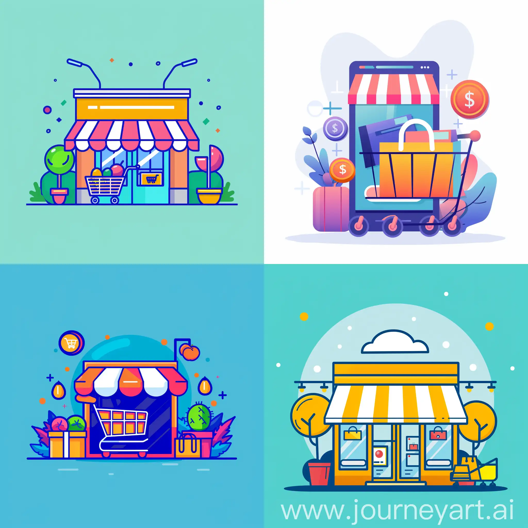 illustration a minimal graphic image about "How to build ecommerce website in Baluchistan area in Iran" with a plain color background