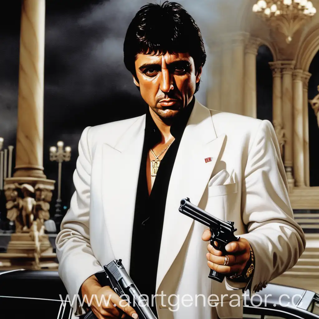 Tony Montana mit Gewehr