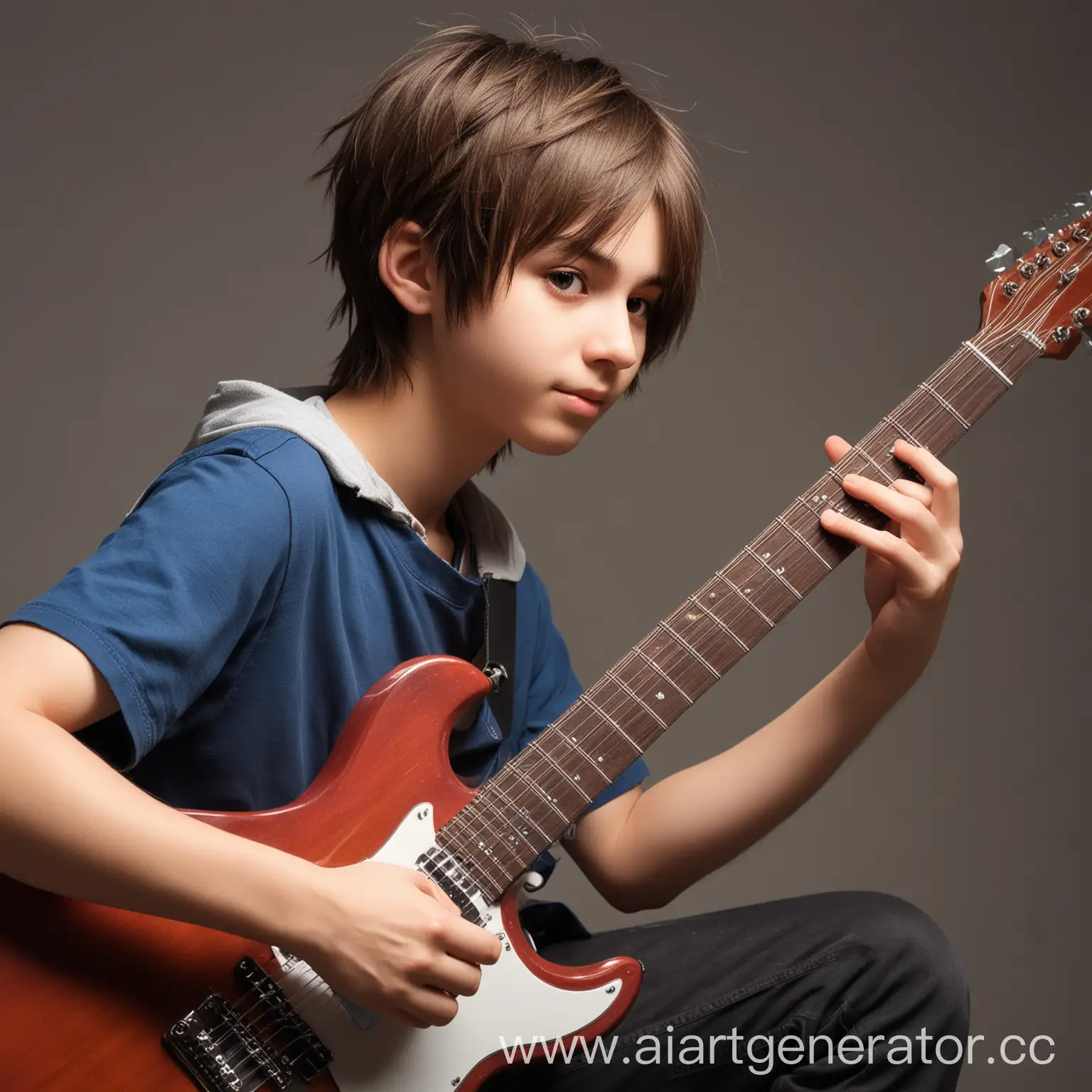 аниме подросток играет на гитаре
