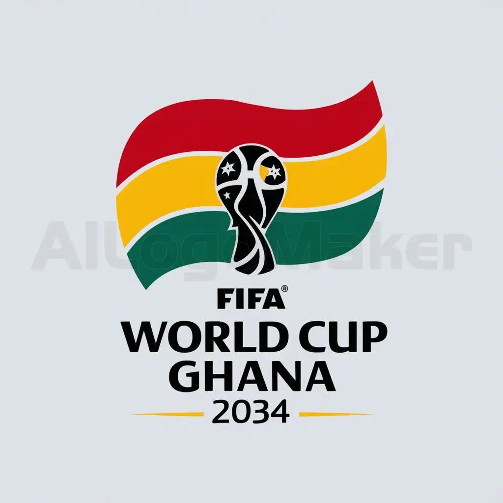 a logo design,with the text "Fifa world cup ghana 2034", main symbol:Ghana flag, Football,Minimalistic,clear background