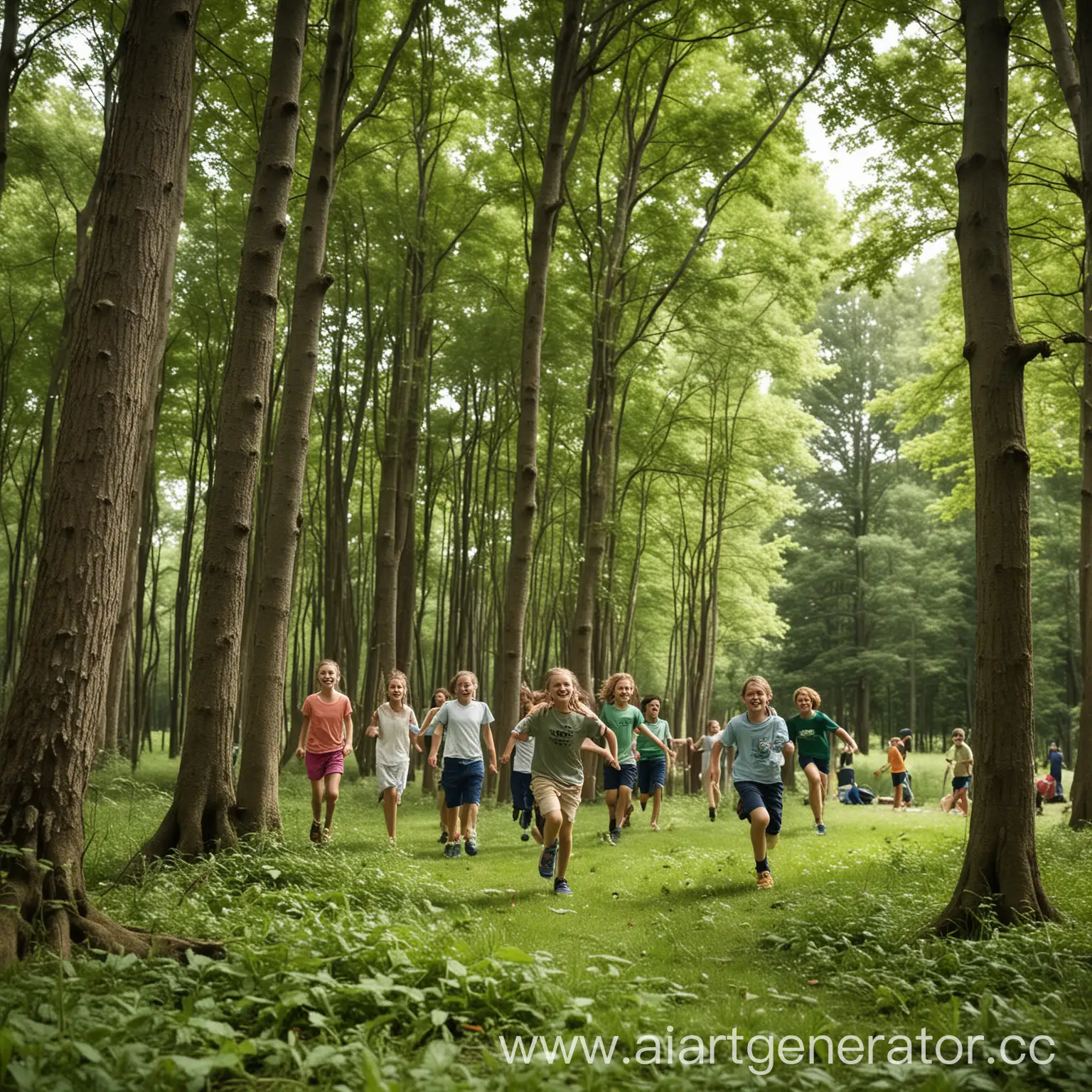 Joyful-Children-Playing-in-Nature-at-Summer-Camp