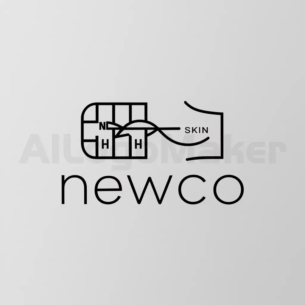 a logo design,with the text "NEWCO", main symbol:microarray patch with RNA drug and human skin,Minimalistic,clear background