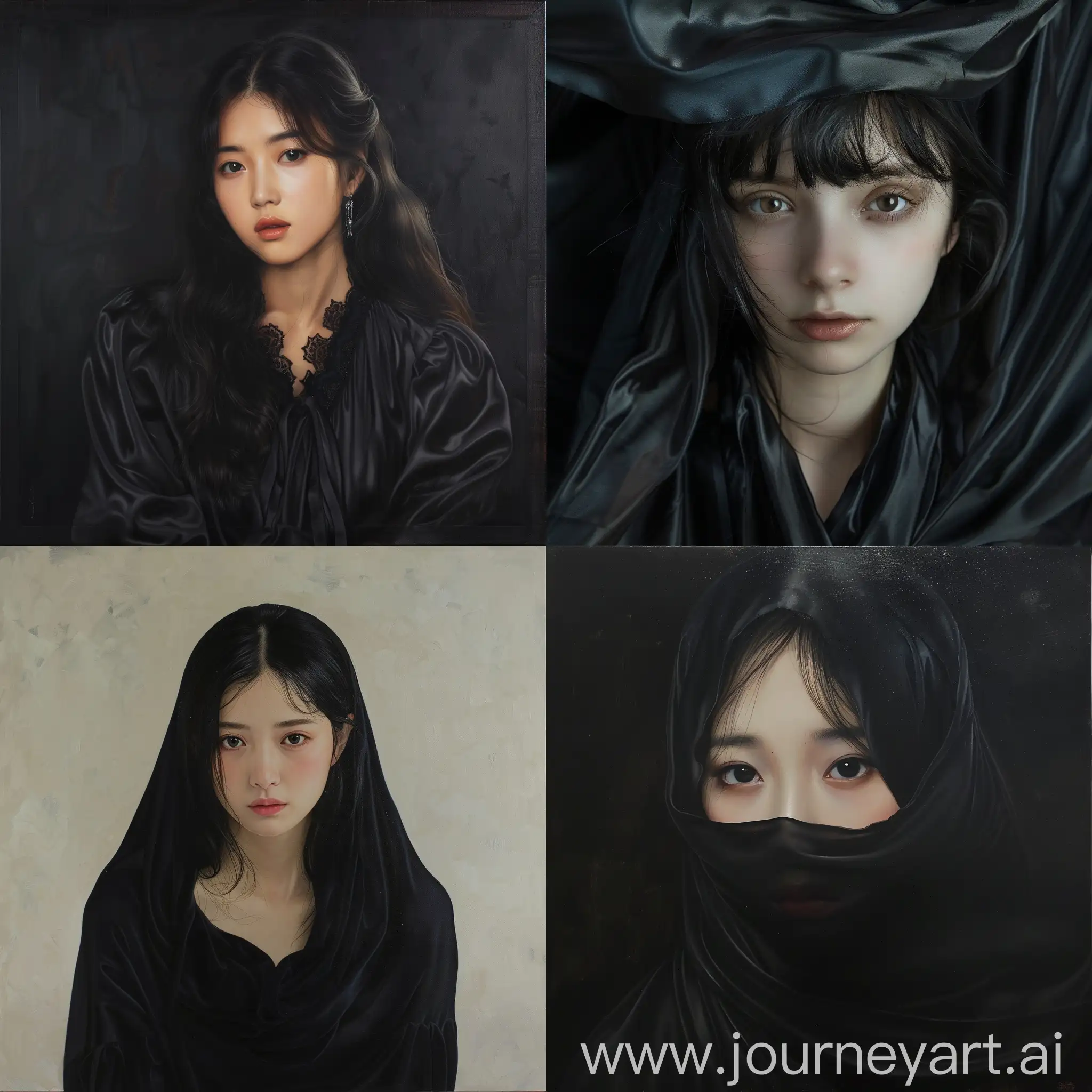 Elegant-Young-Woman-in-Black-Silk-Dress-Portrait