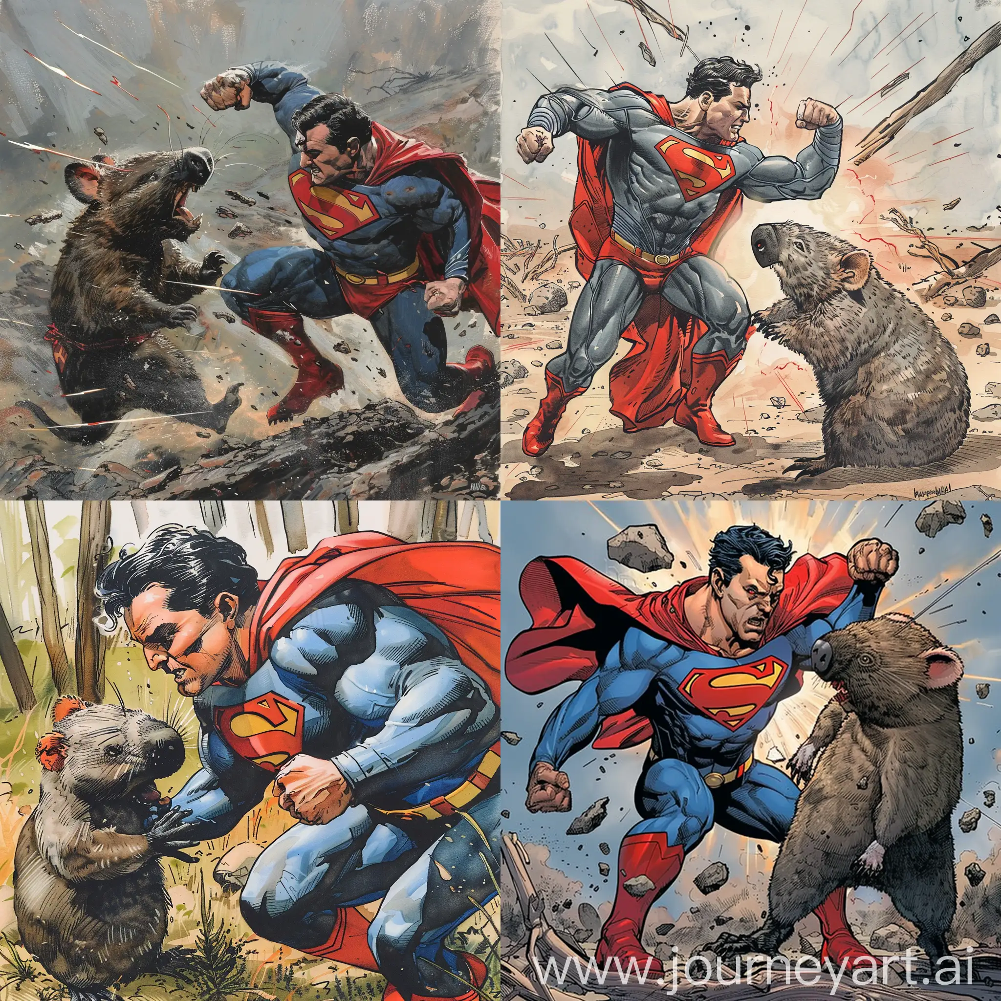 Superman-Battling-a-Wombat-in-Intense-Combat