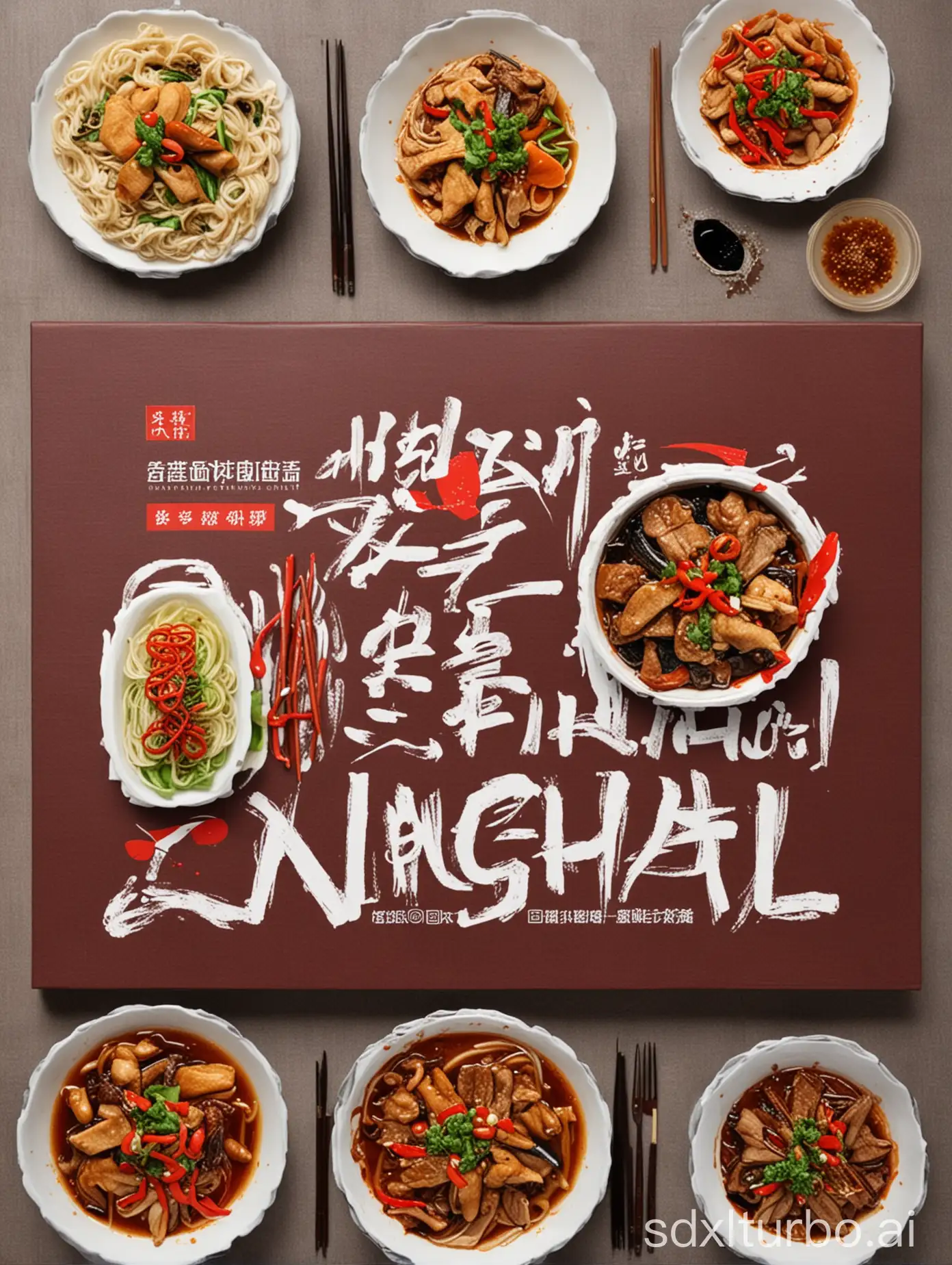 绘制一张中国宁海美食的图片作为视频封面
