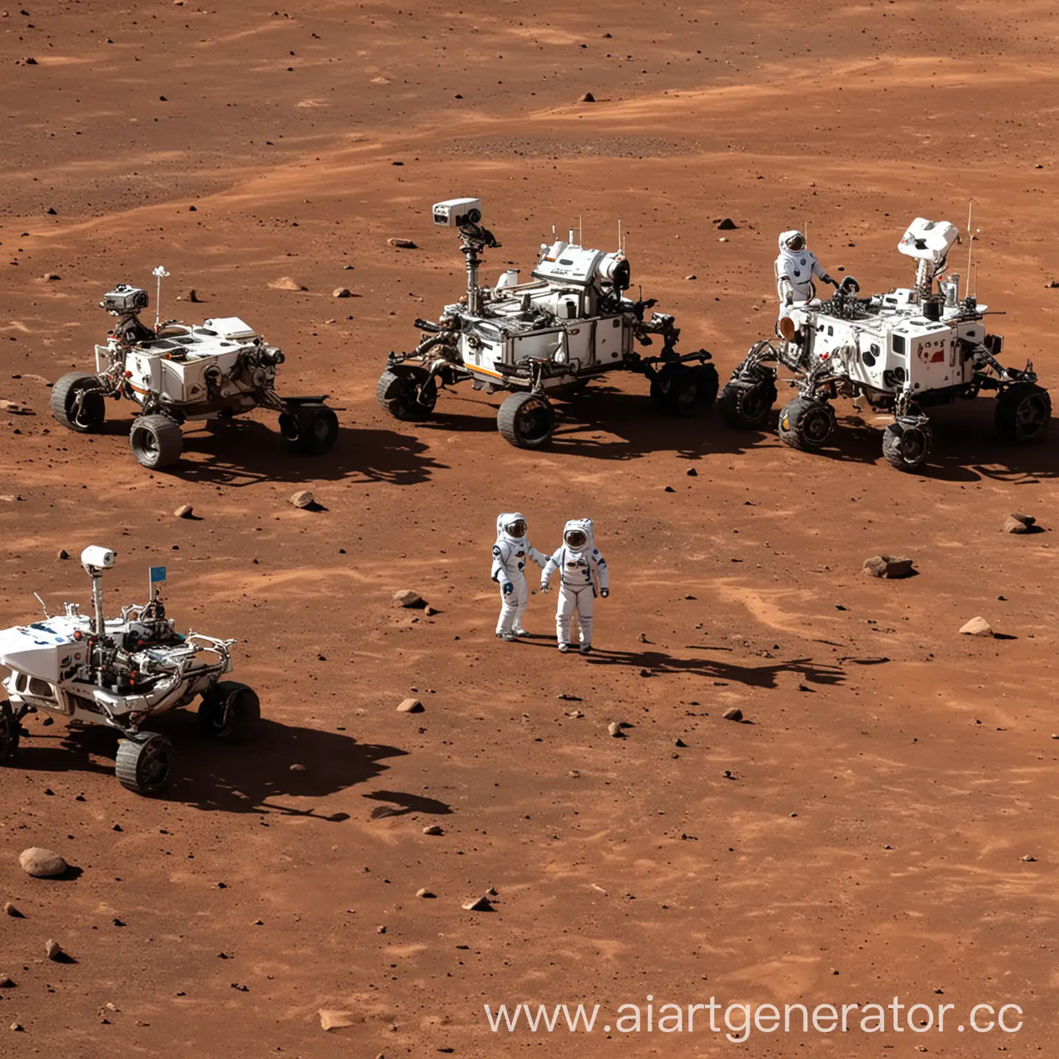 7 казахских астронавта с 3 роботами и двумя марсоходами на планете марс