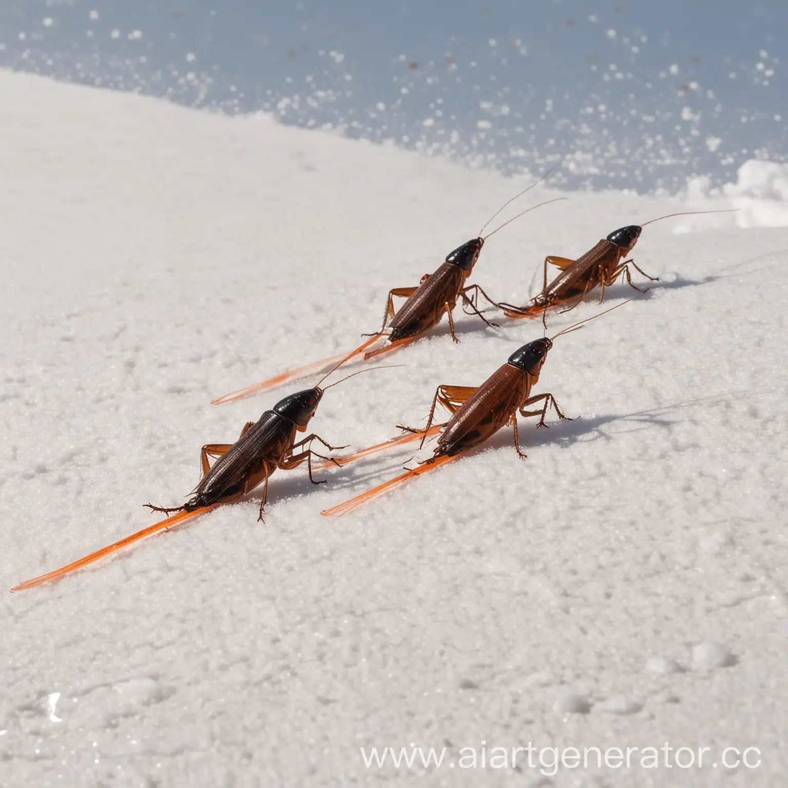 Cockroaches-Enjoying-Winter-Sports-on-the-Slopes