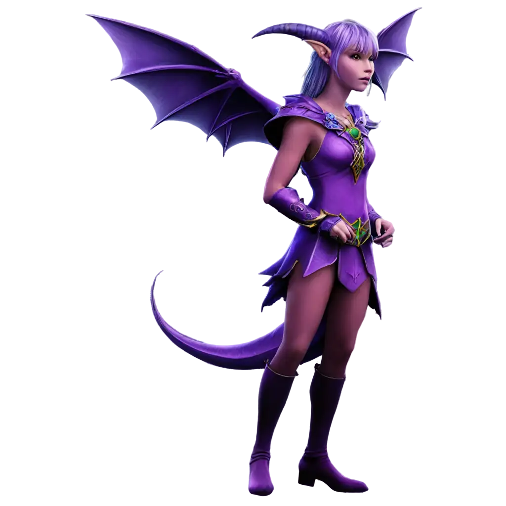 Purple dragon elf on transparent background