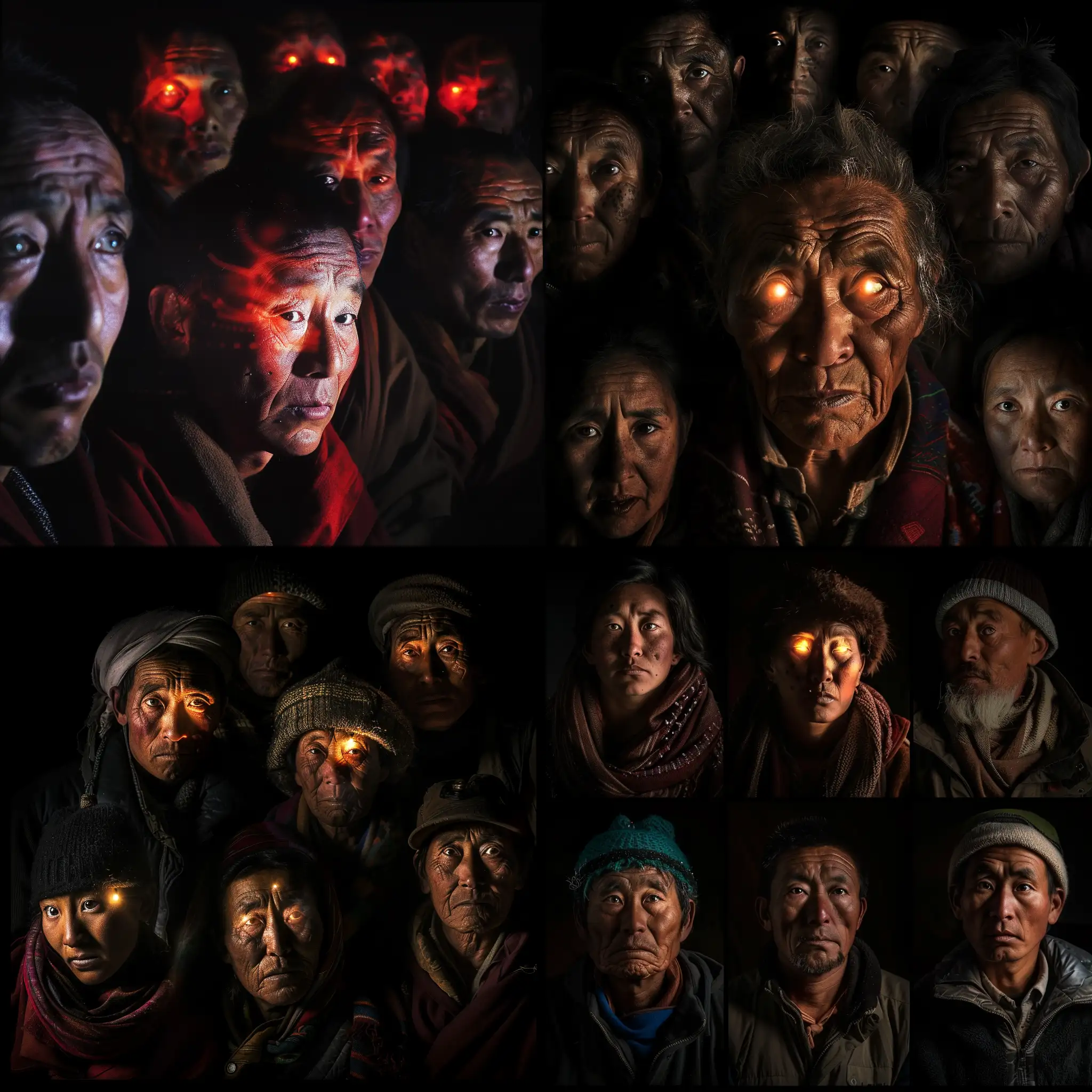 Tibetan-People-Illuminated-Faces-Group-Portrait