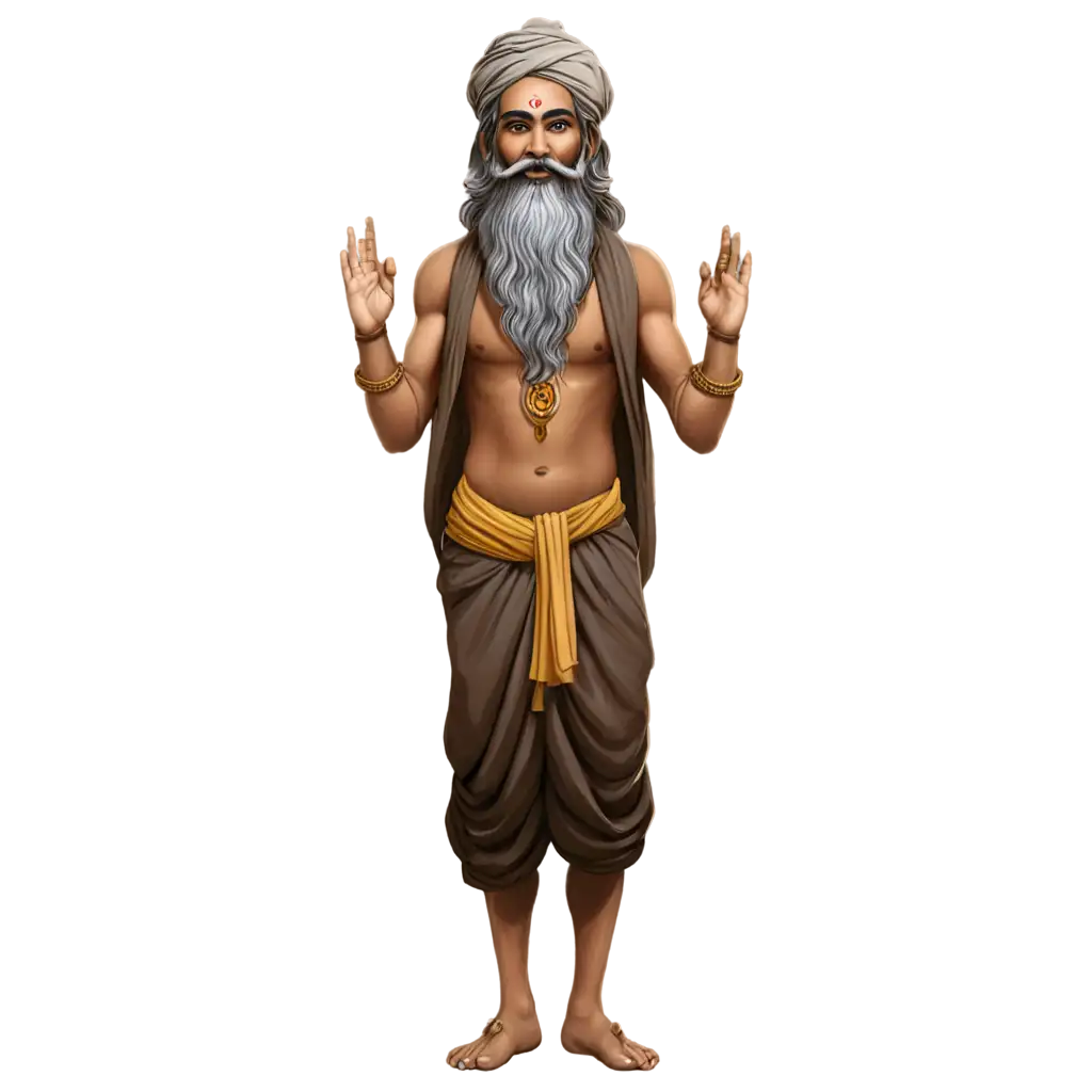 Download-HighQuality-PNG-Image-of-Indian-Sadhu-in-Cartoon-Format