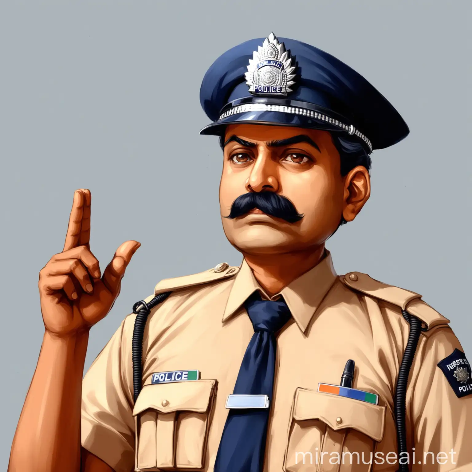Indian Police Inspector Investigating a Crime Scene