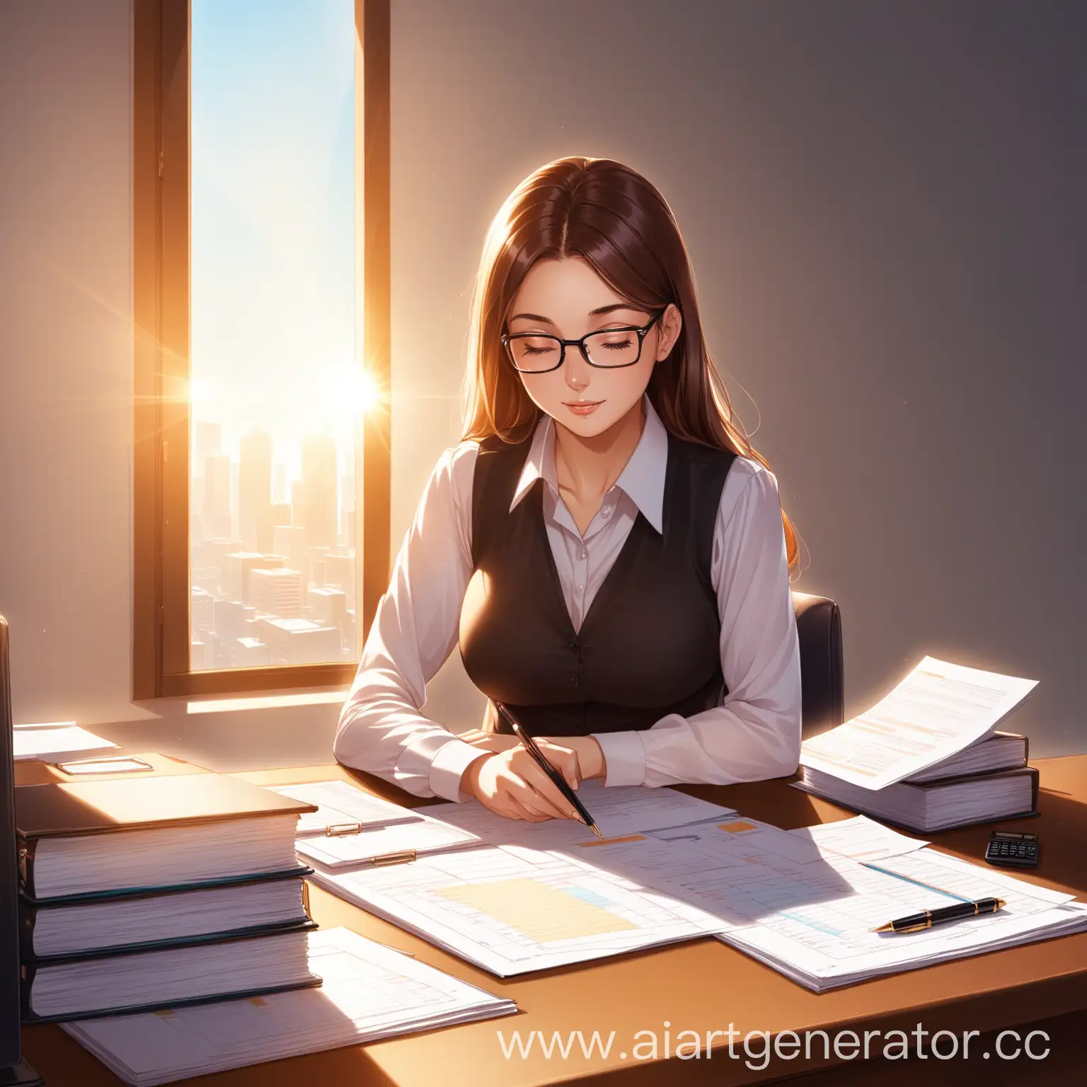 Sunlit-Accountant-Working-with-Focus-and-Precision