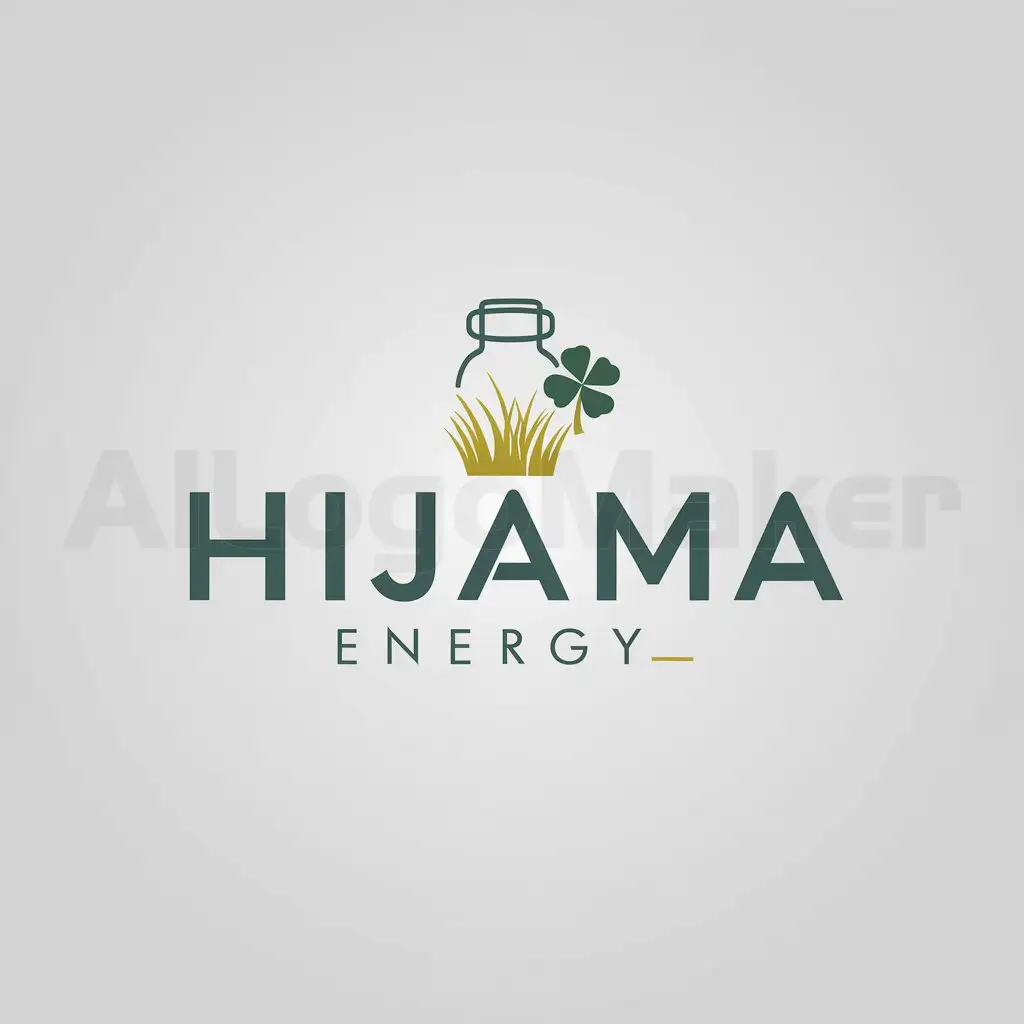 a logo design,with the text "Hijama Energy", main symbol:Vacuum bottles, grass, clover,Minimalistic,be used in Beauty Spa industry,clear background