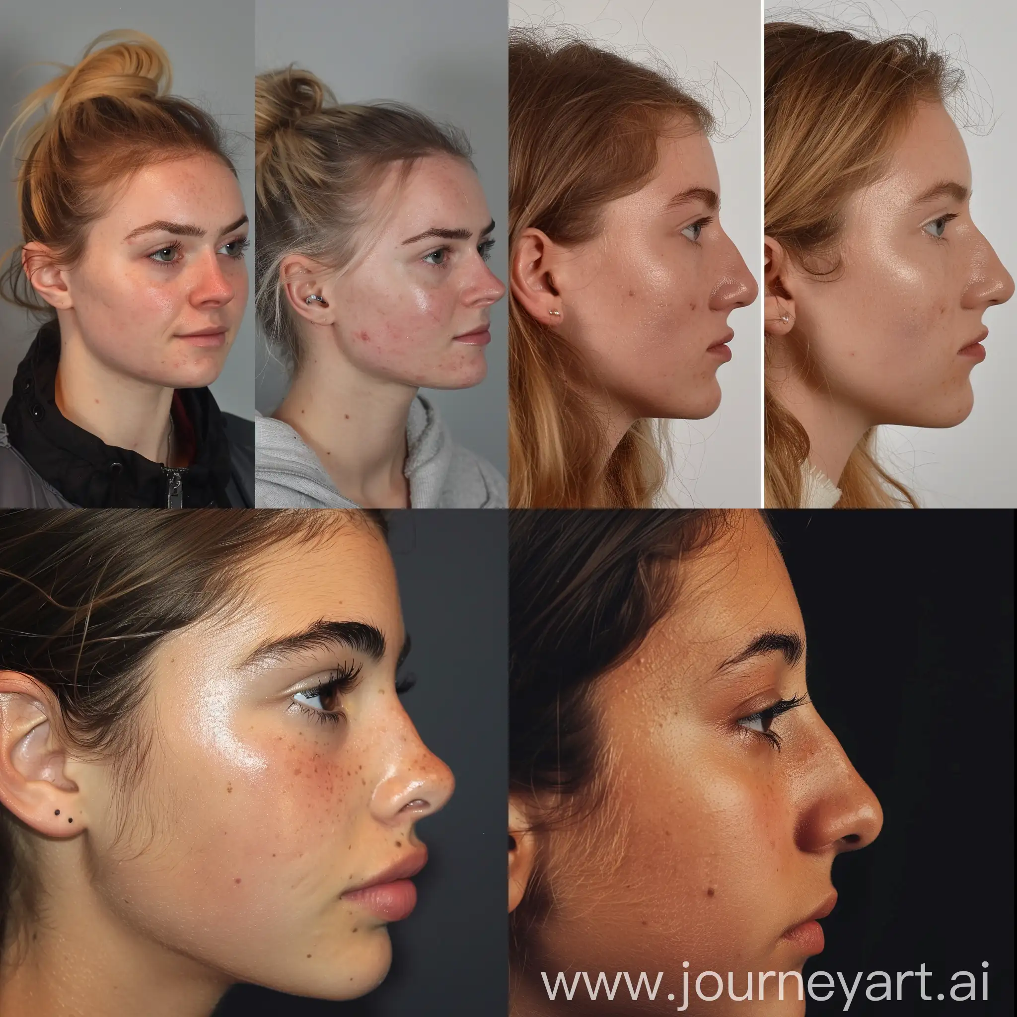 before and after successful rhinoplasty surgery
