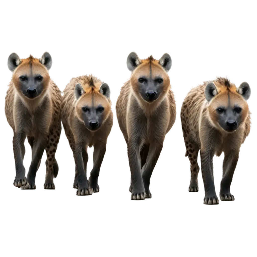 Hyenas walking towards you