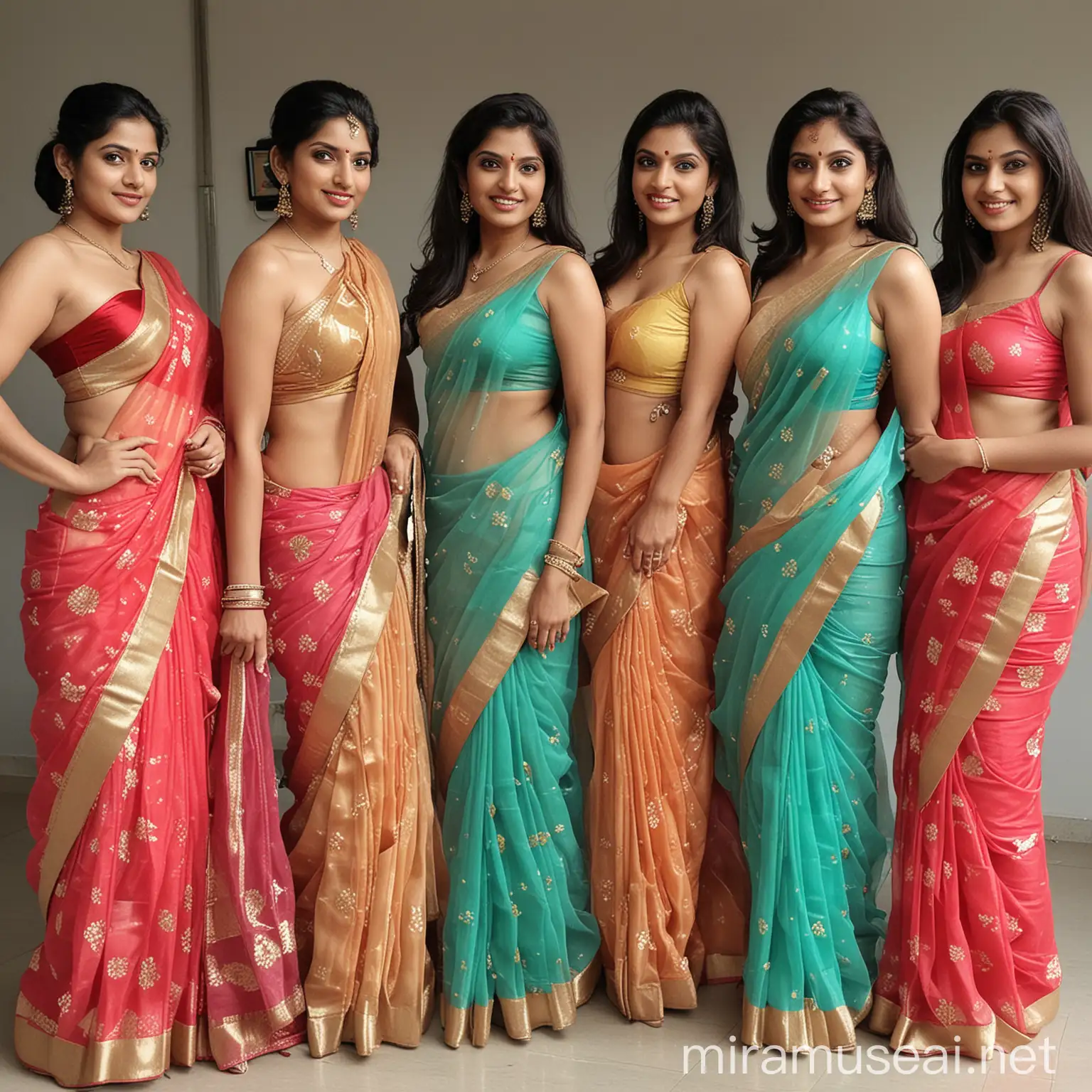 group of indian sexy girls wearing sexy saree