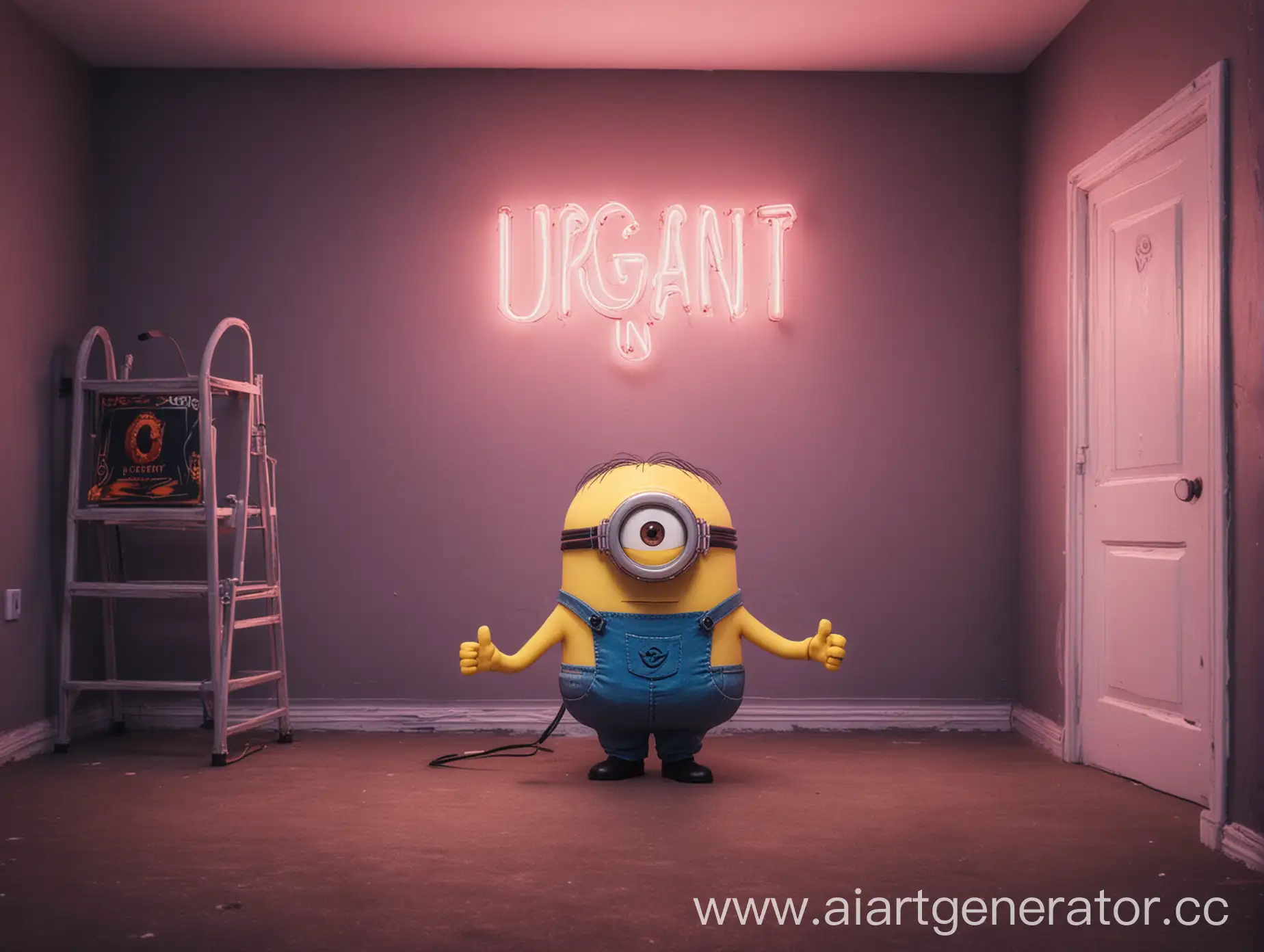 Neon-Room-with-Minion-Under-URGANT-Sign