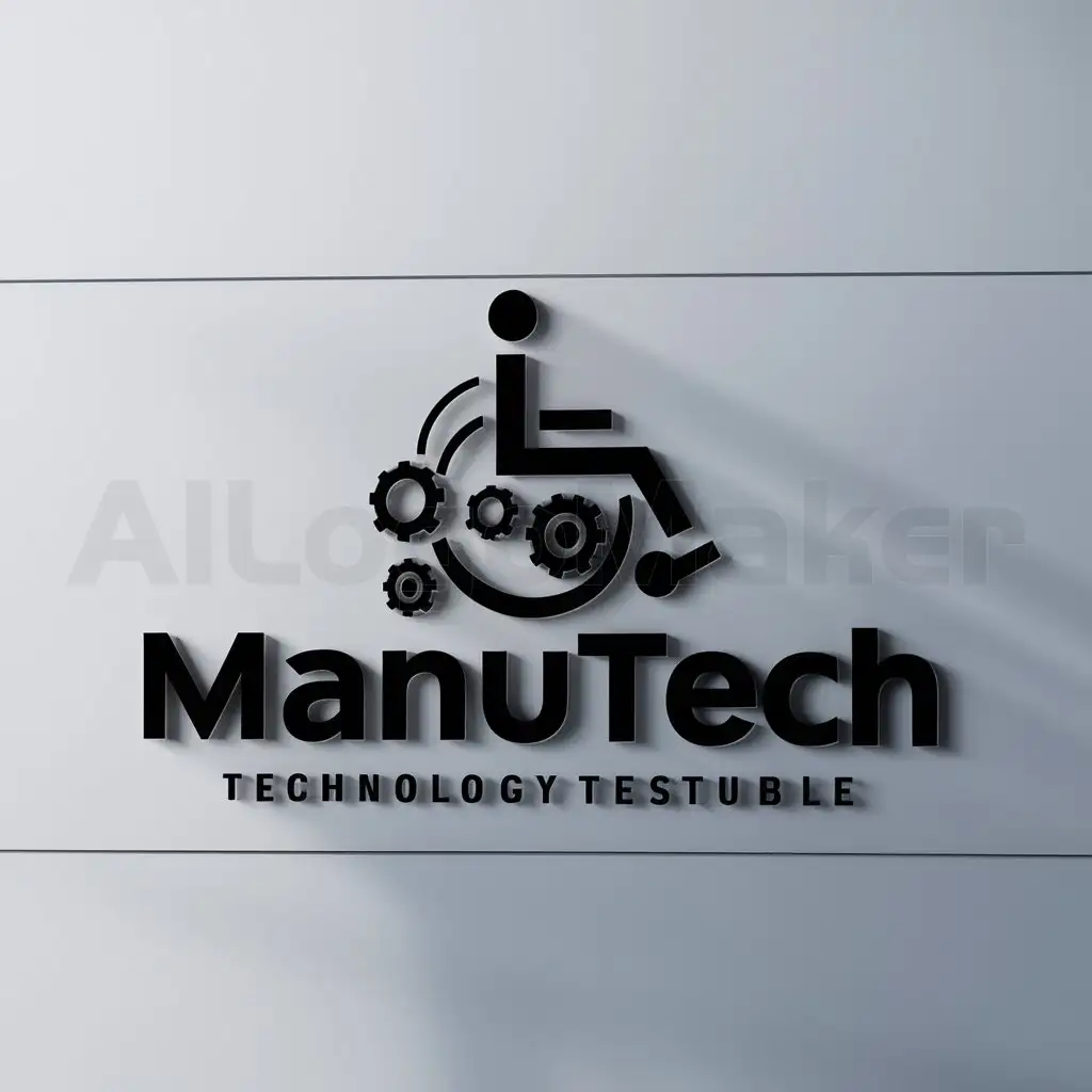 a logo design,with the text "ManuTech", main symbol:wheelchair equipped with technologty,Moderate,be used in Technology industry,clear background