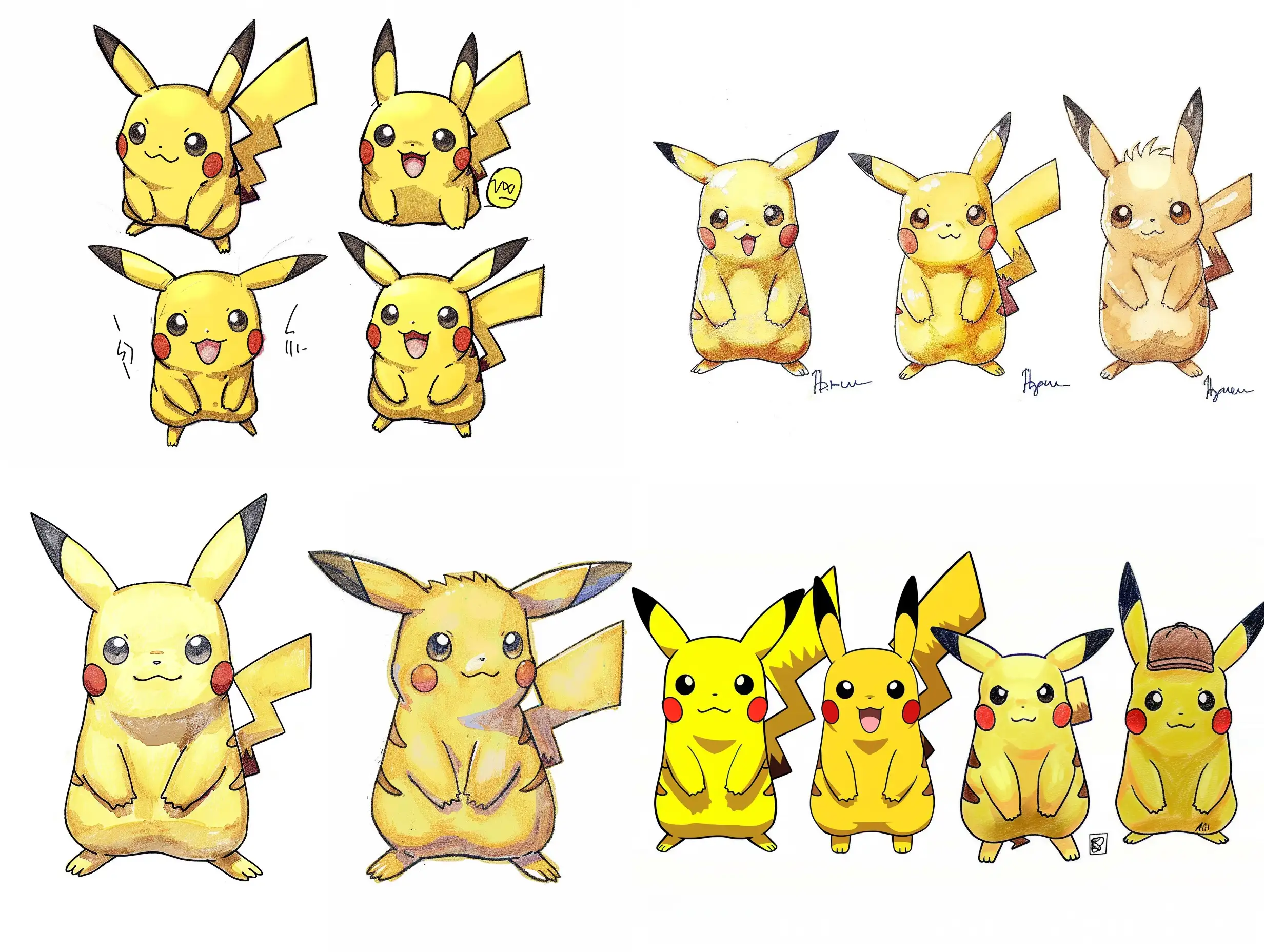 Drawing Pikachu But In 4 Styles