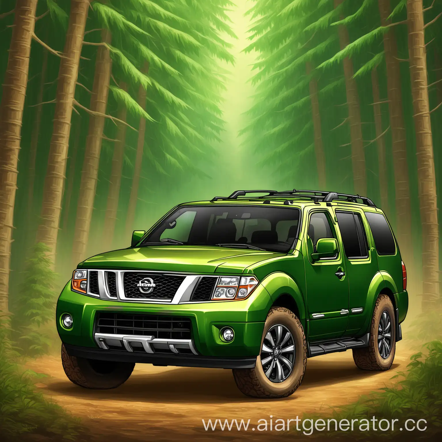 Green-Nissan-Pathfinder-SUV-Artwork