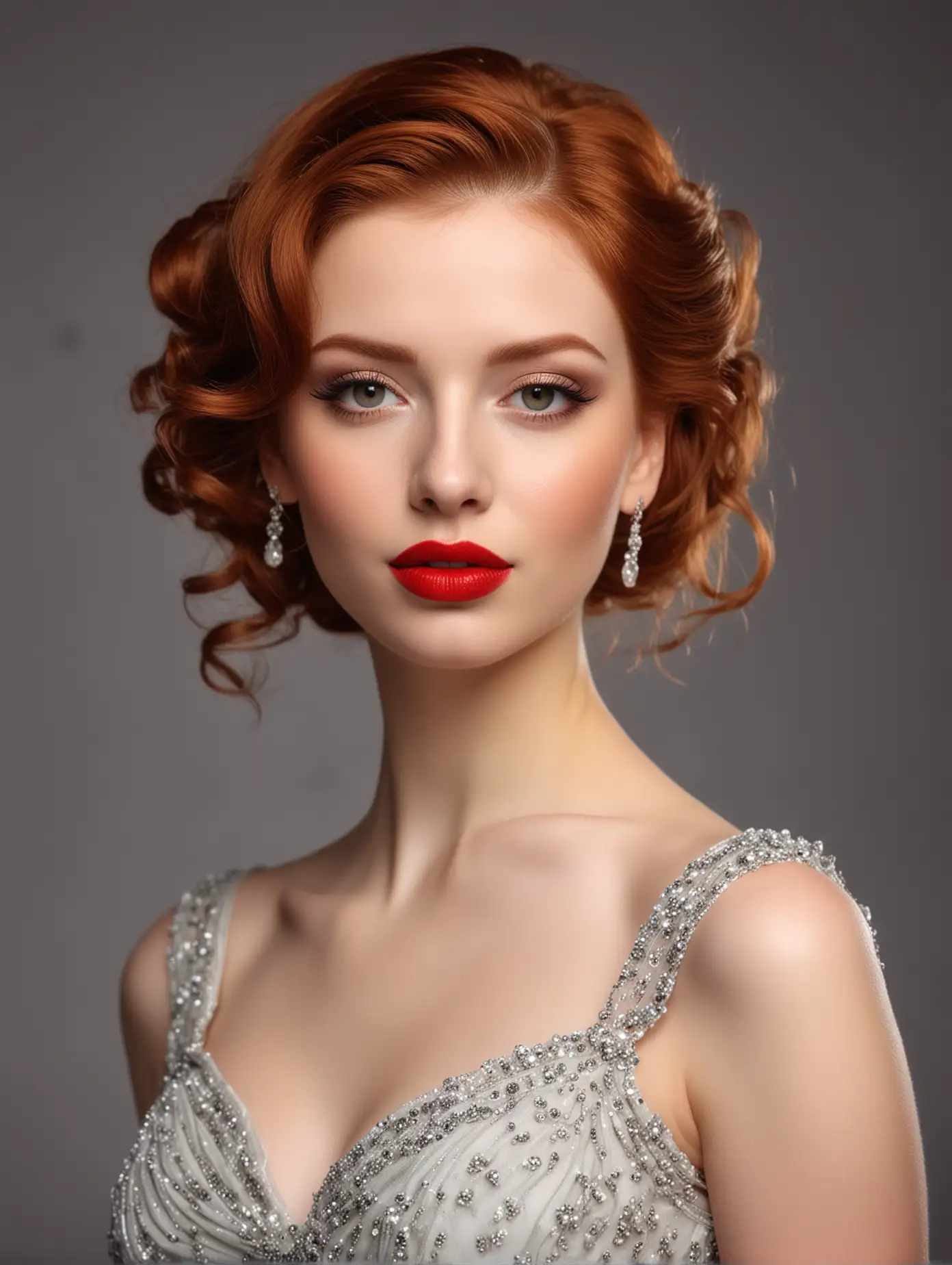 Elegant-Redhead-Woman-in-Evening-Dress-and-Red-Lipstick