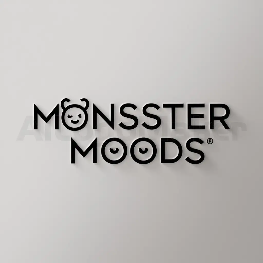 a logo design,with the text "Monster Moods", main symbol:Süßes baby monst,Minimalistic,be used in Retail industry,clear background