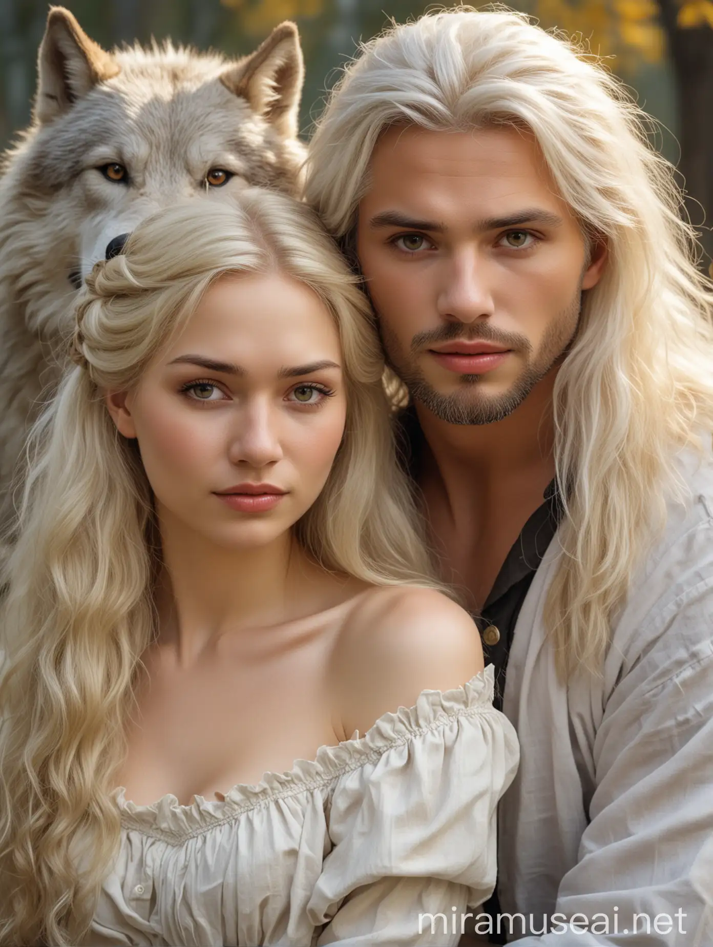GoldenHaired Woman and WhiteHaired Wolf Man in 1850