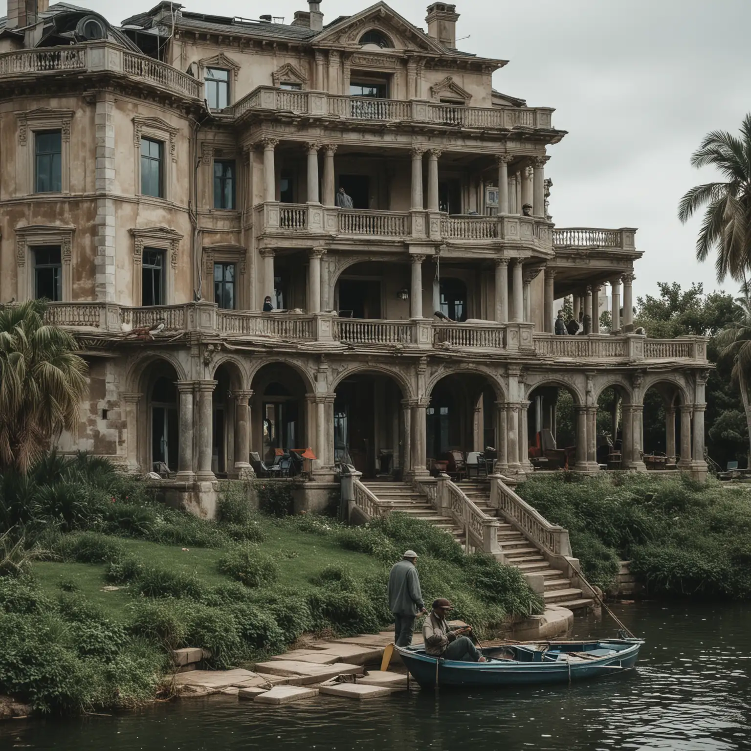 A poor fisherman lives in a big fancy mansion and he's miserable.