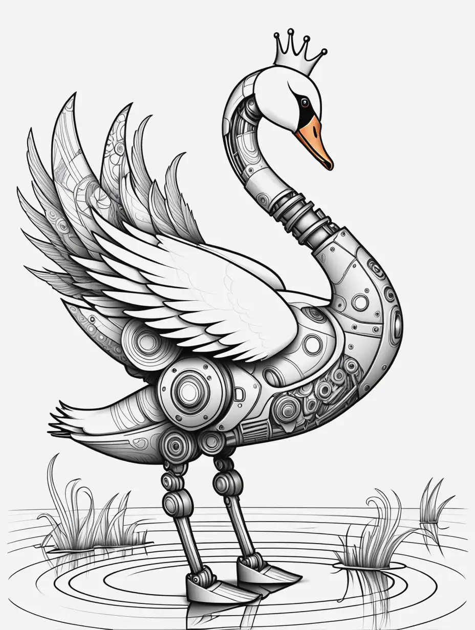 robotswan for coloring book