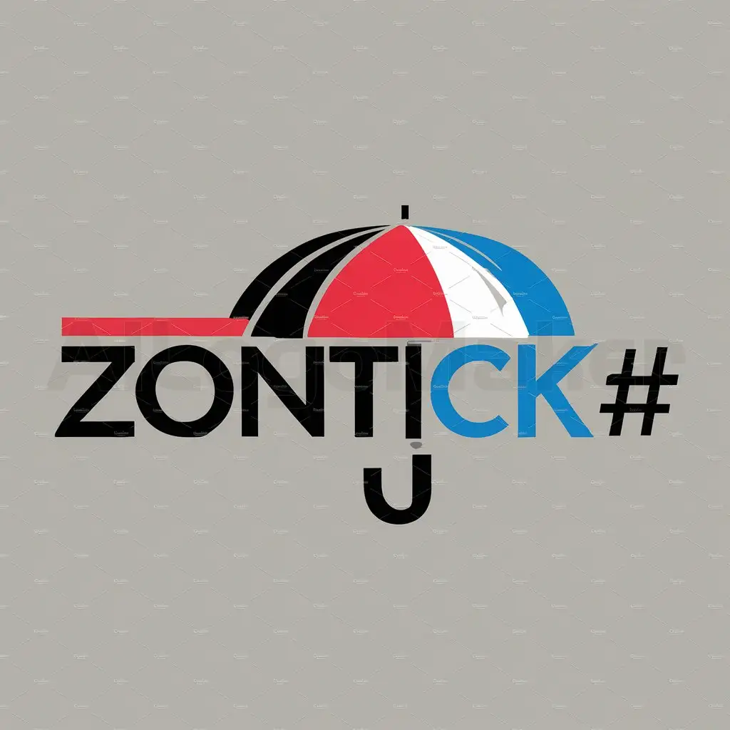 a logo design,with the text "Zontick#, red,black, blue, white", main symbol:Umbrella,Moderate,be used in Others industry,clear background
