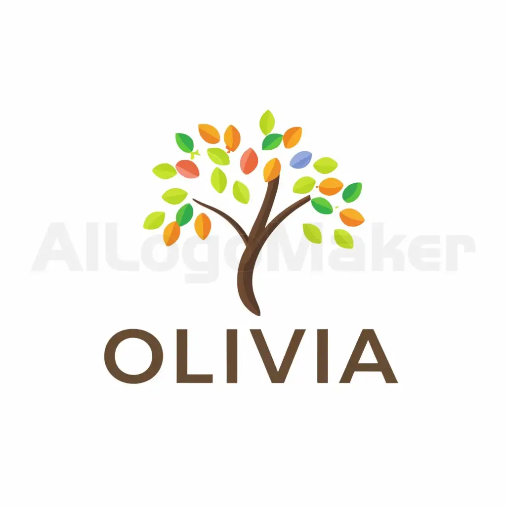 a logo design,with the text "Olivia", main symbol:Olive tree. The colors of the olives are colorful.,Moderate,be used in Early childhood education industry,clear background