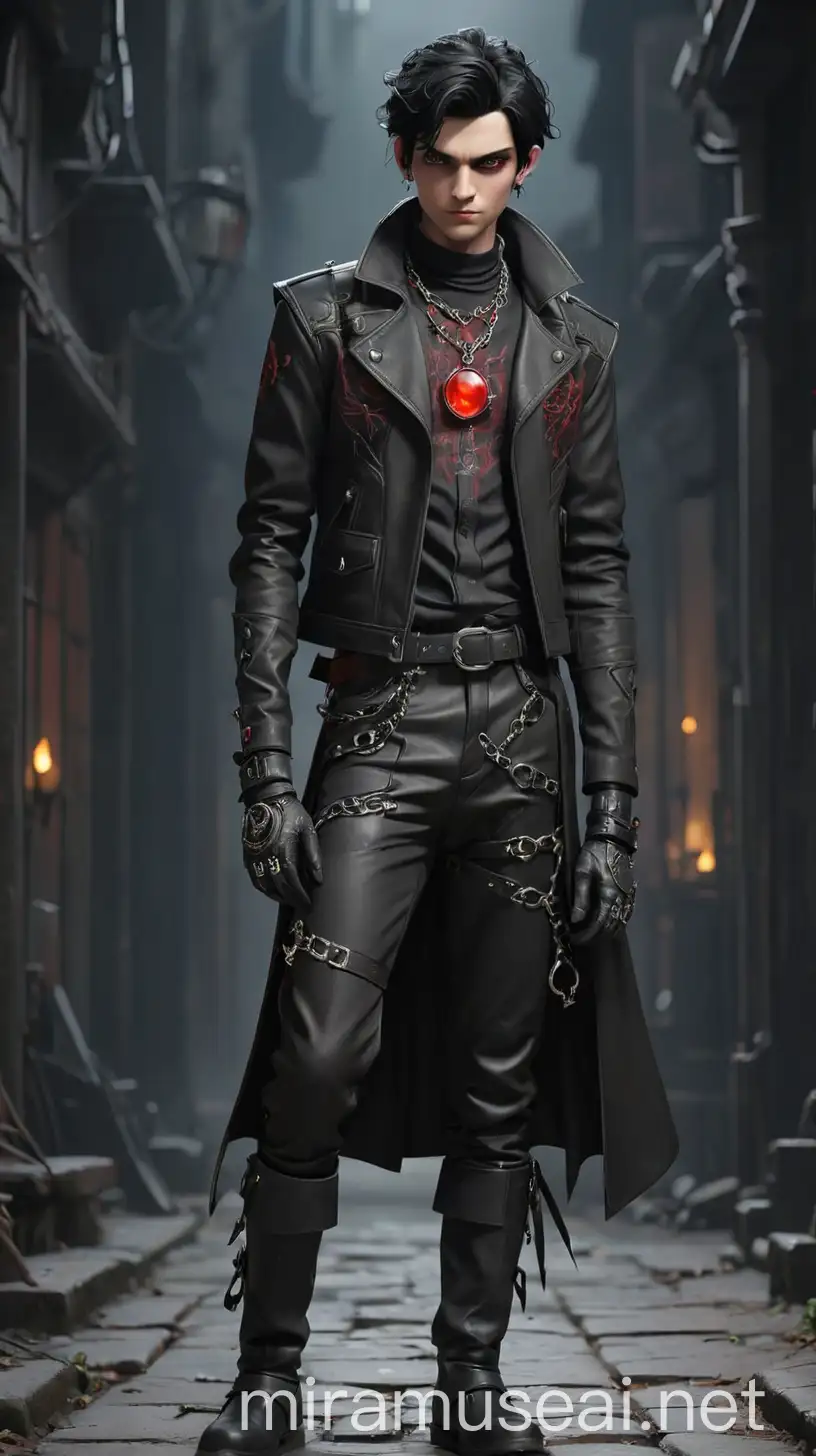 Chasmir Enigmatic Teenage Son of Chernabog in Dark Gothic Streetwear